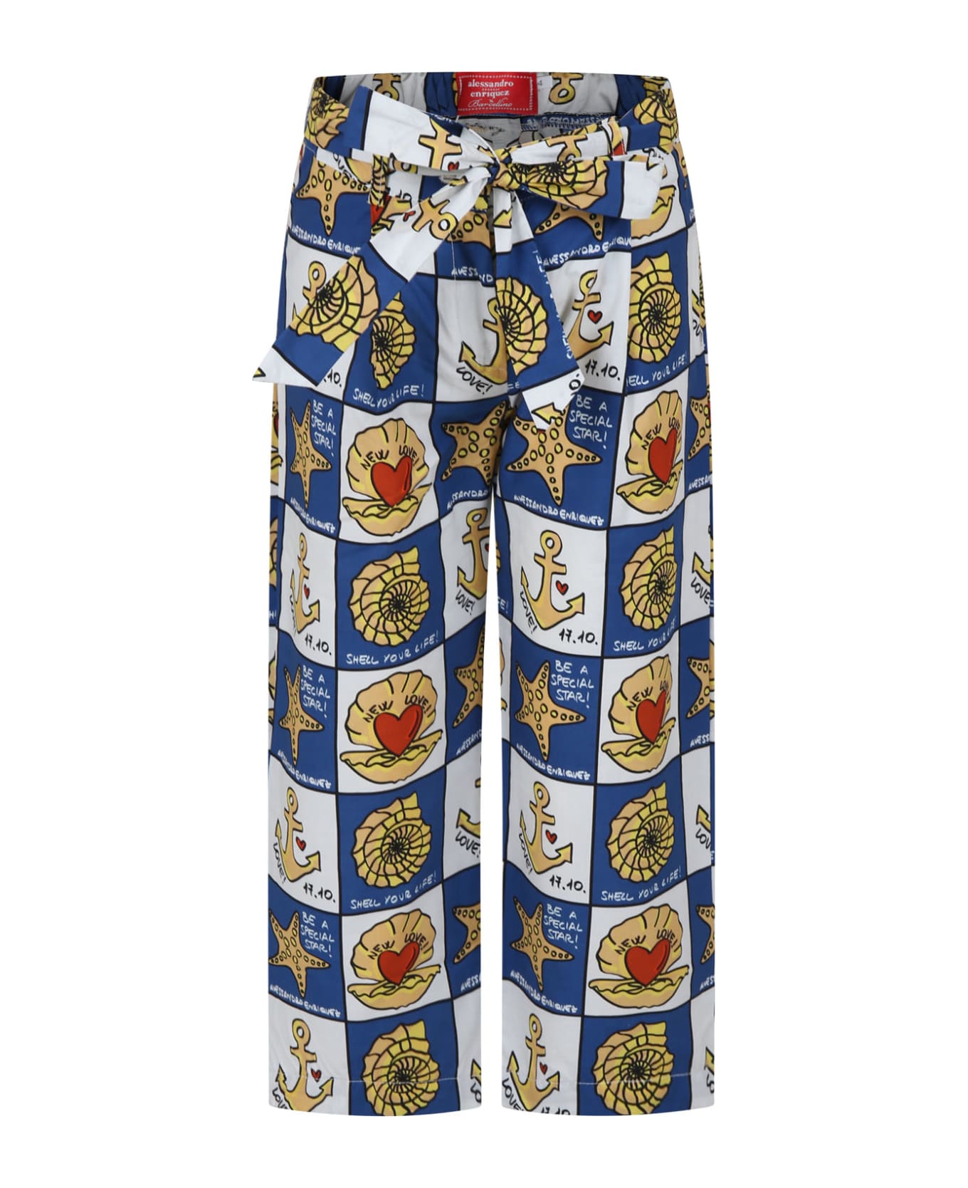 Alessandro Enriquez Blue Trousers For Kids With Pop Print - Blue ボトムス