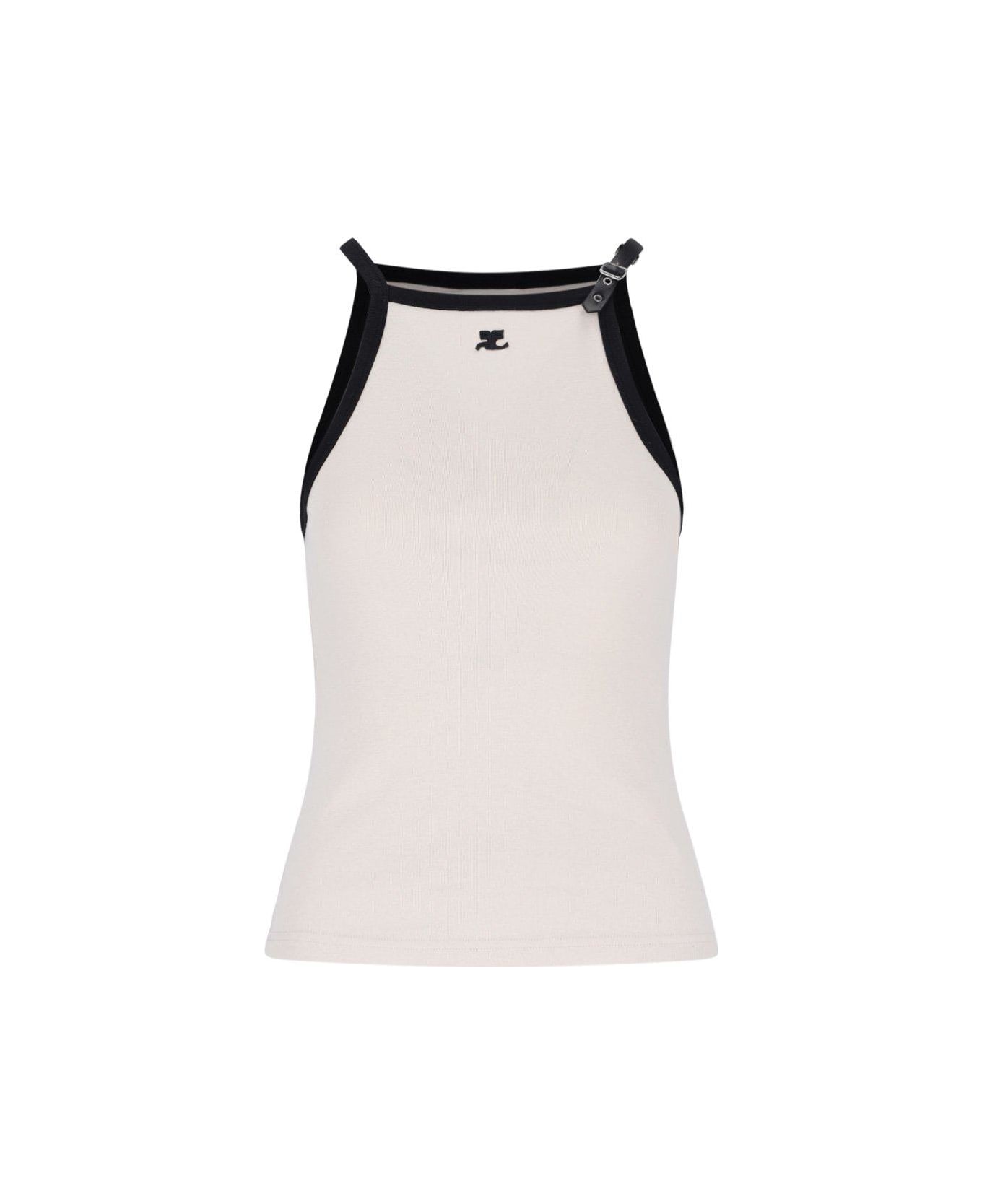 Courrèges Buckle Contrast Tank Top - Lime Stone Black タンクトップ