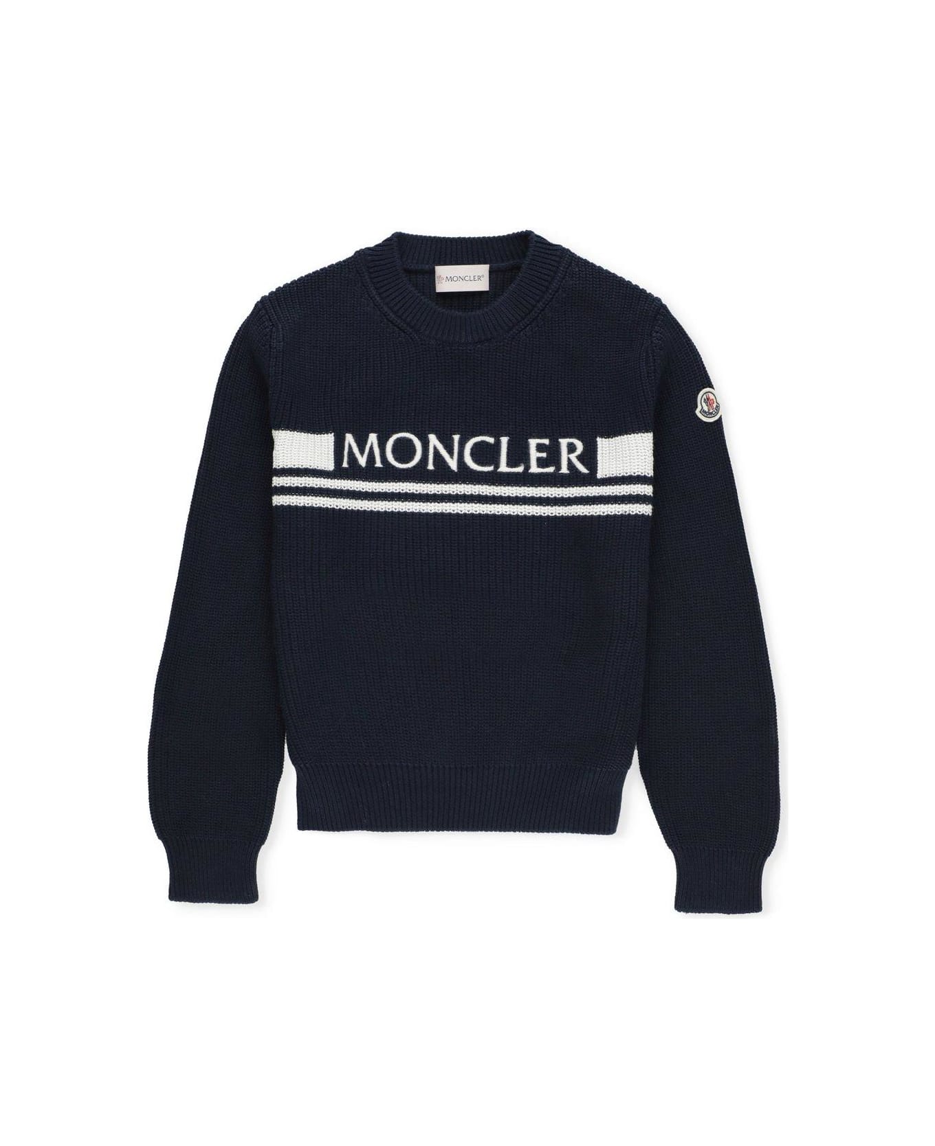 Moncler Logo-embroidered Crewneck Jumper - Blue