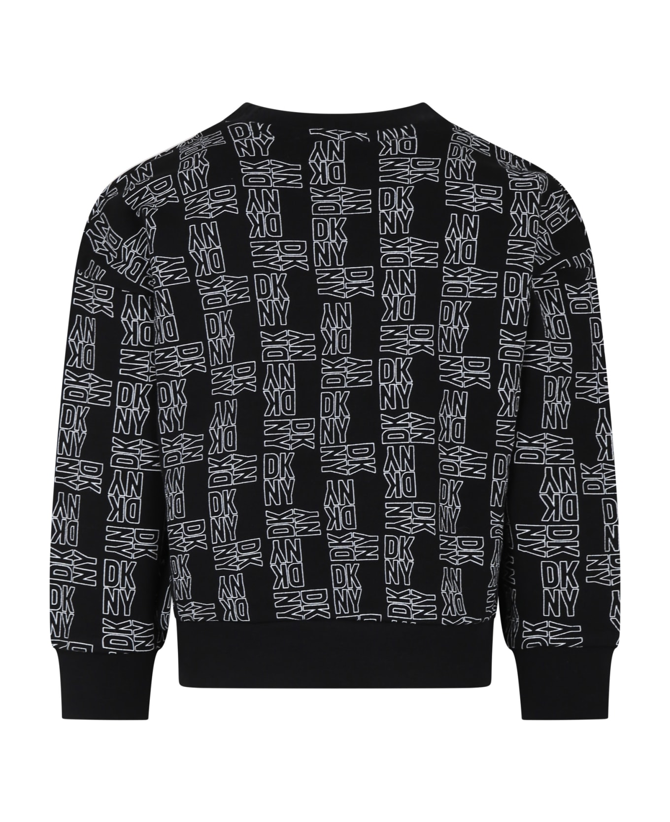 DKNY Black Sweatshirt For Kids With Logo - Black ニットウェア＆スウェットシャツ