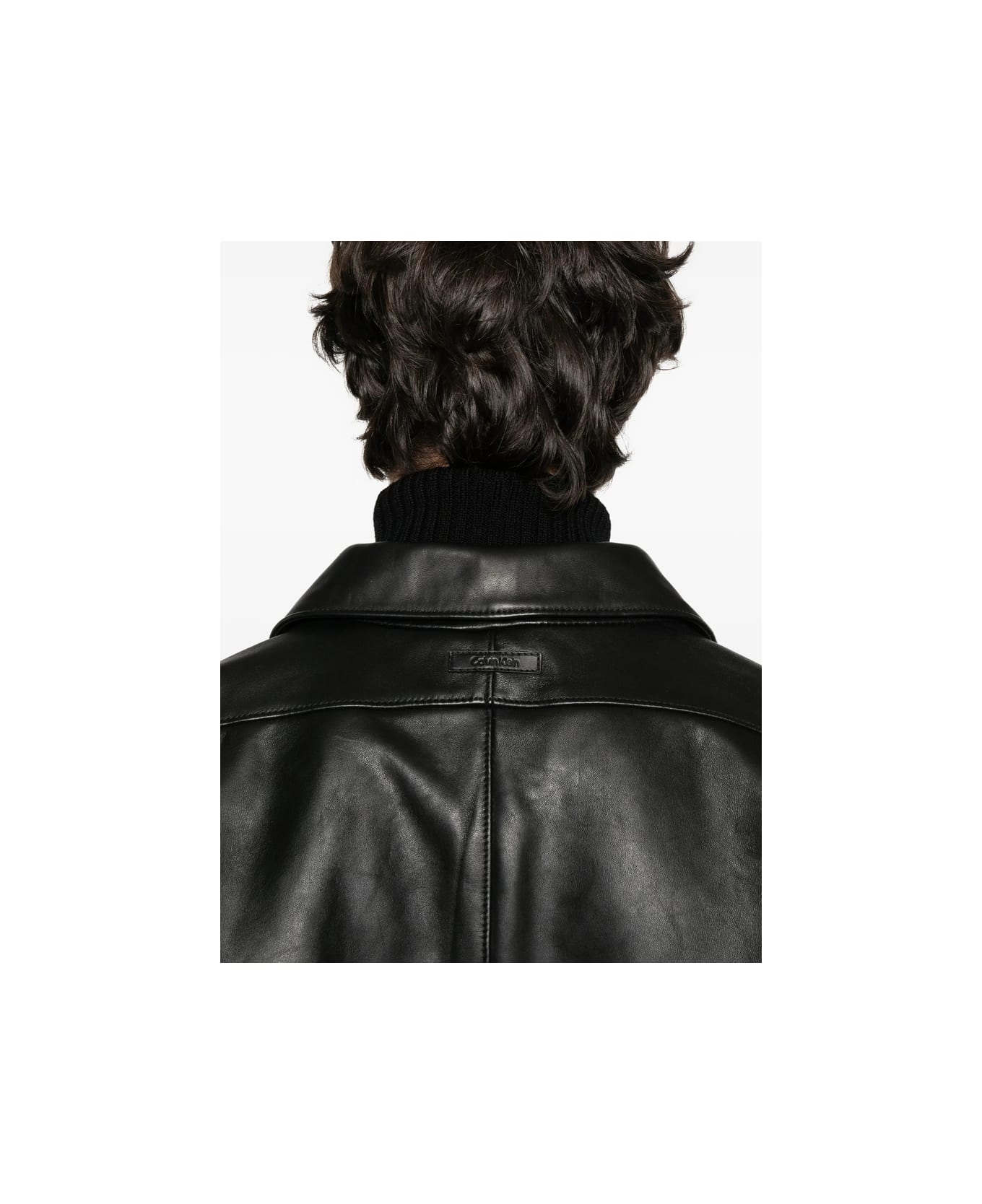 Calvin Klein Leather Outerwear - BLACK