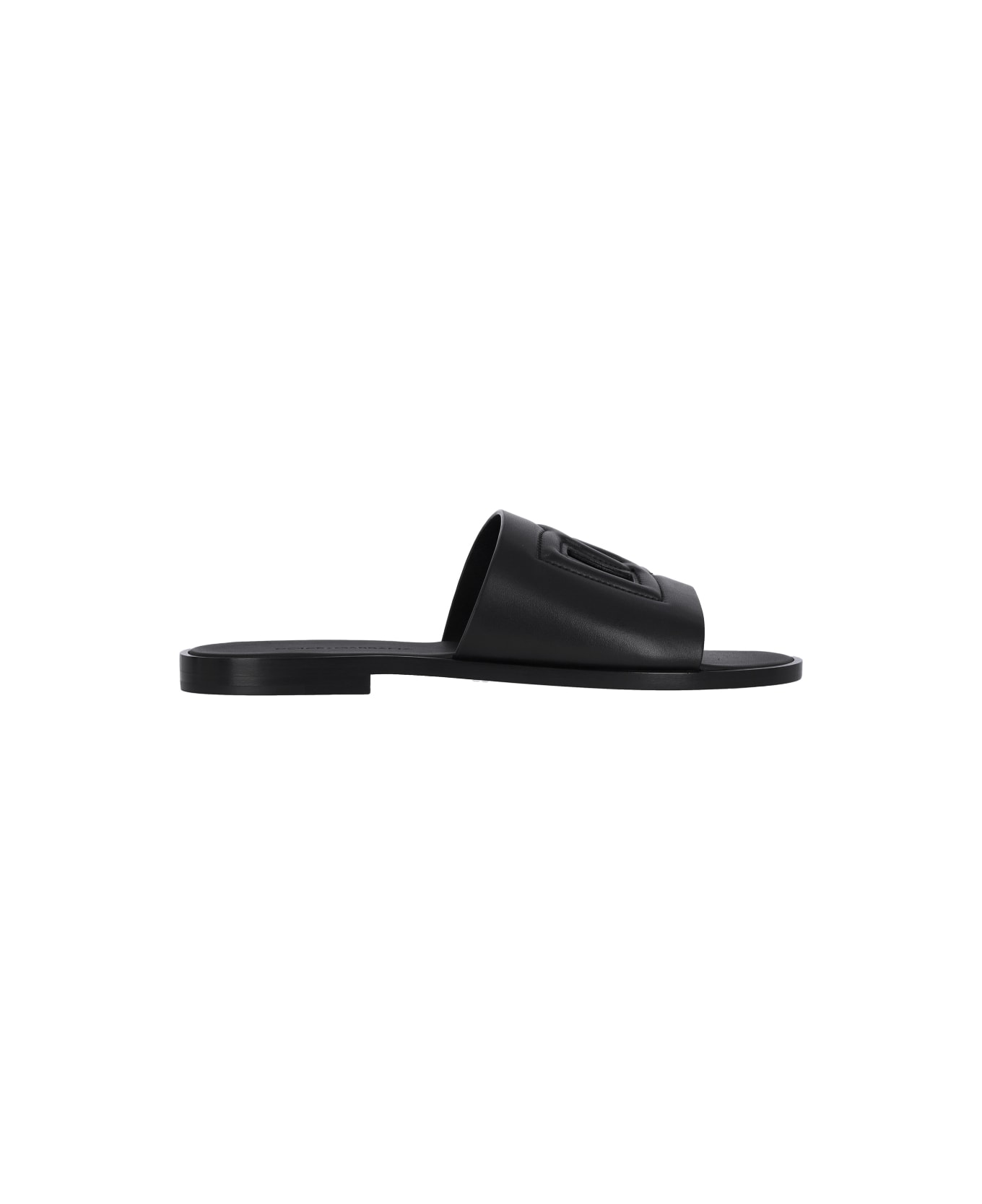 Dolce & Gabbana Slide Leather Sandals - Black  