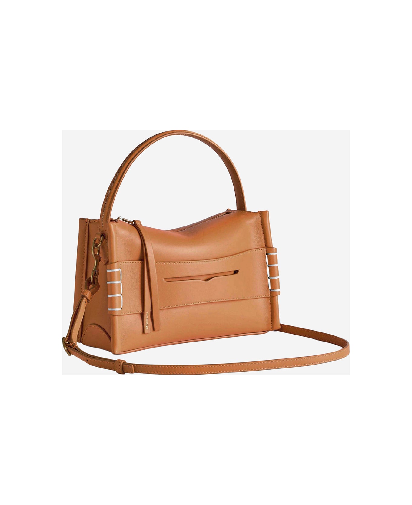 J.W. Anderson Small Leather Loafer Bag With Logo - Marrone