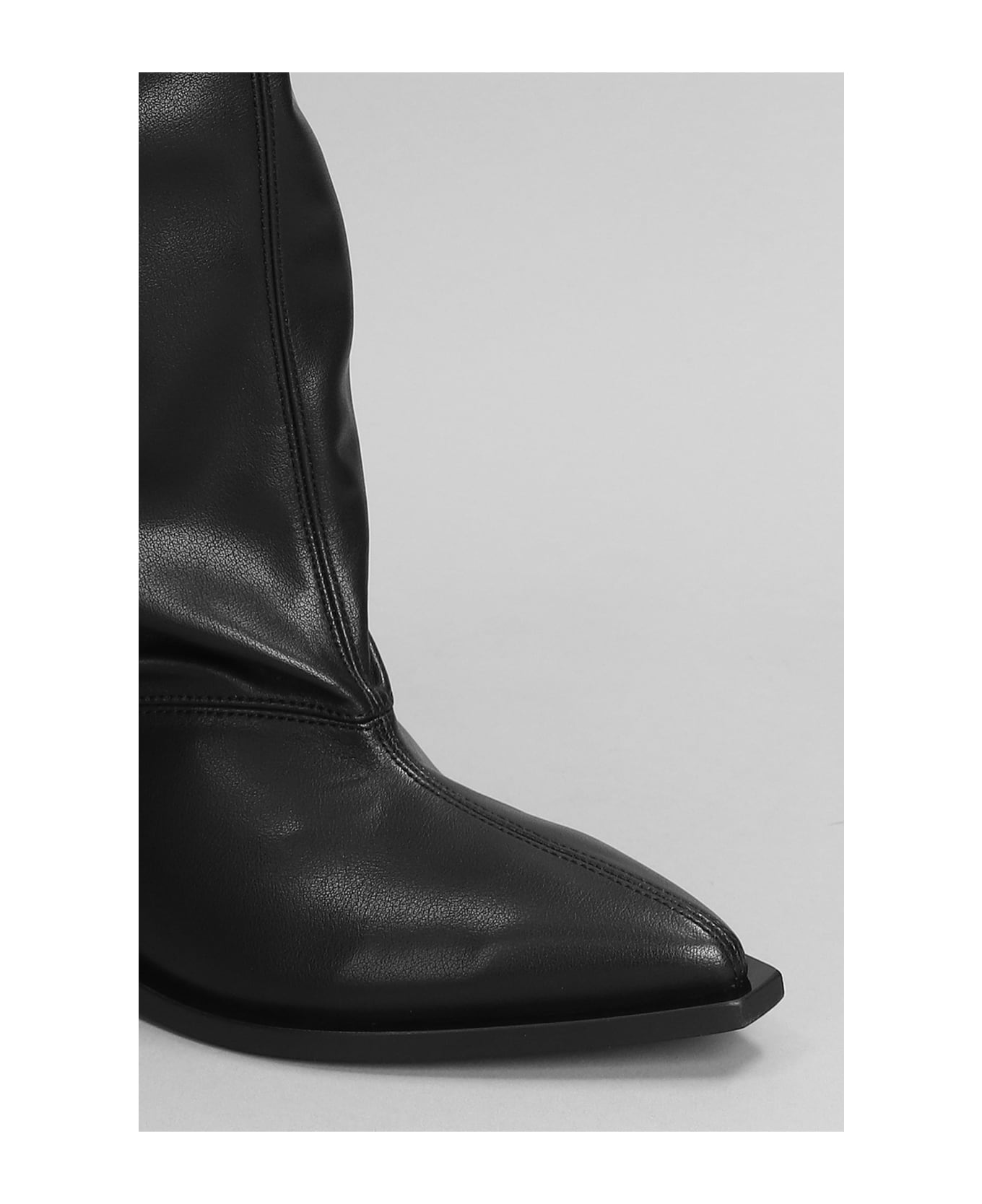 Ganni Low Heels Boots In Black Leather - black