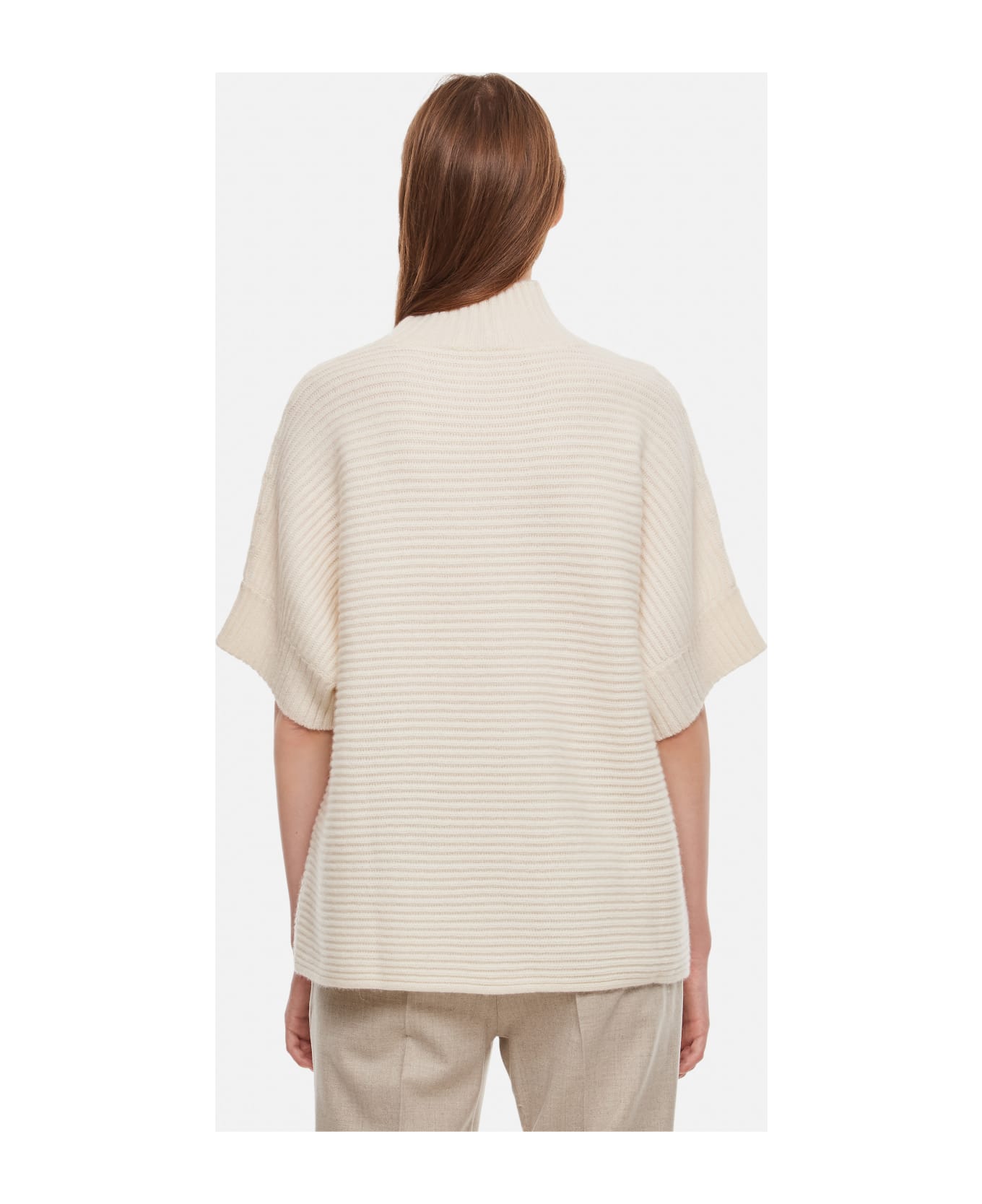 Max Mara Short Sleeves Turtleneck Sweater - White ニットウェア