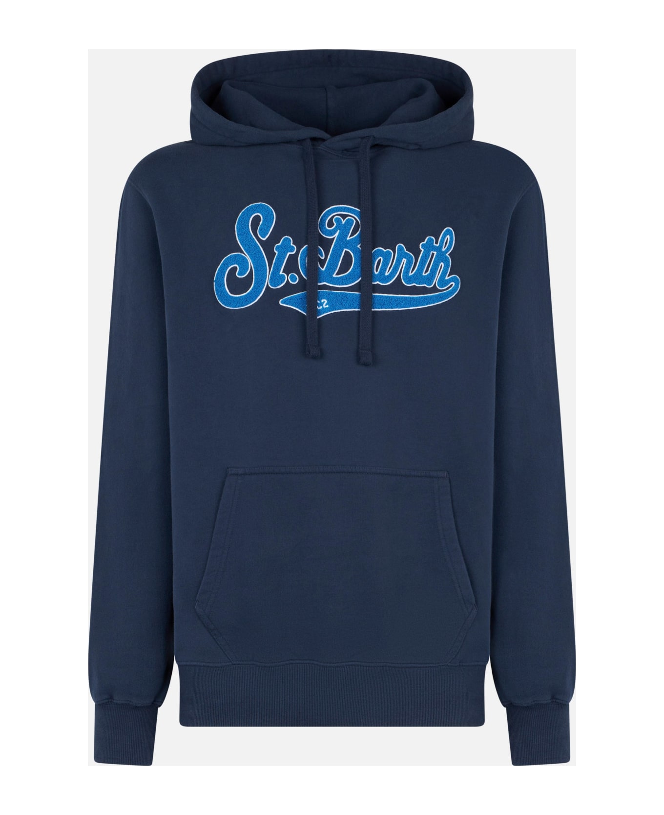 MC2 Saint Barth Man Blue Hoodie With St. Barth Terry Patch - BLUE