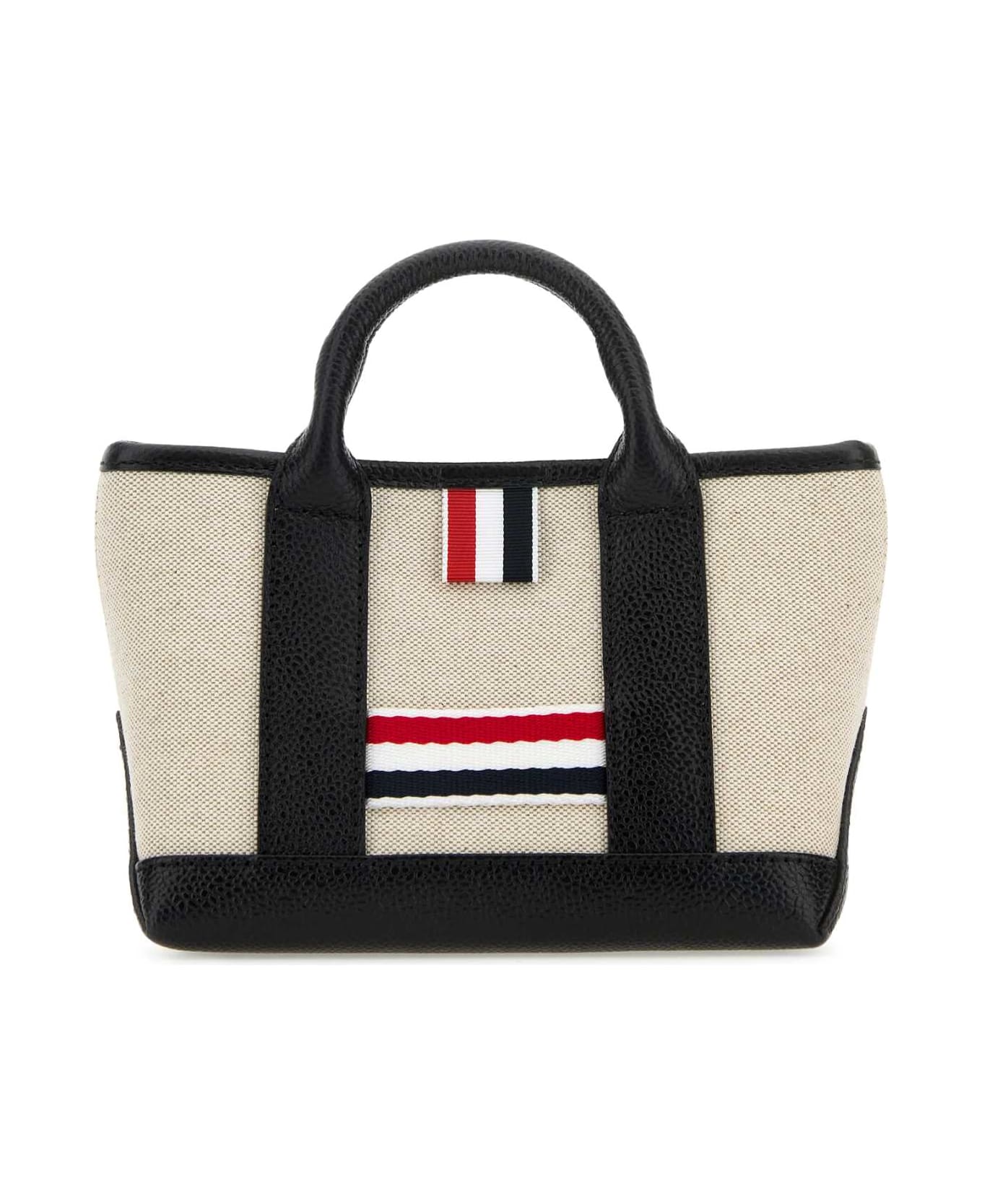 Thom Browne Sand Canvas Micro Rwb-stripe Handbag - Black