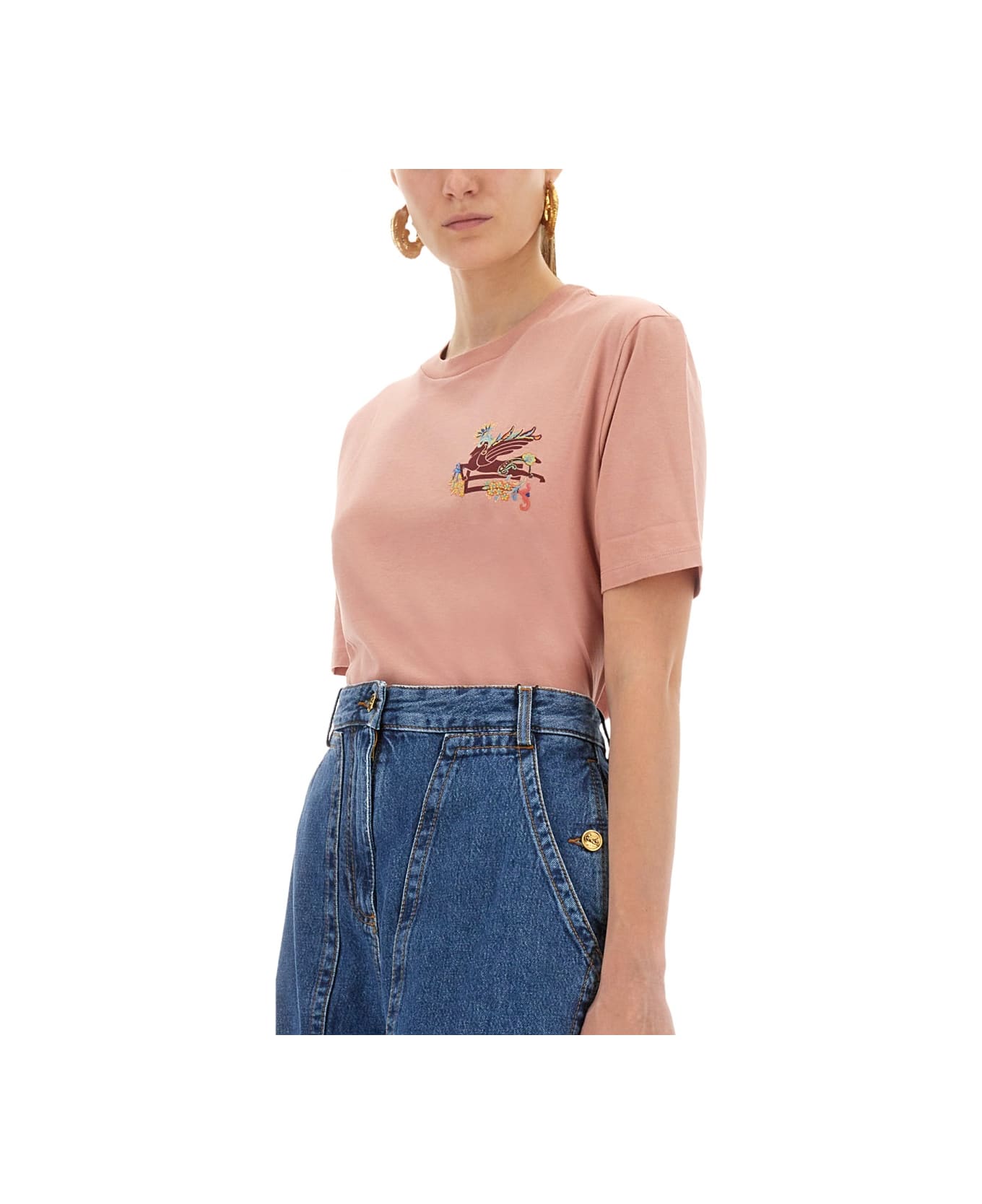 Etro T-shirt With Pegasus - PINK