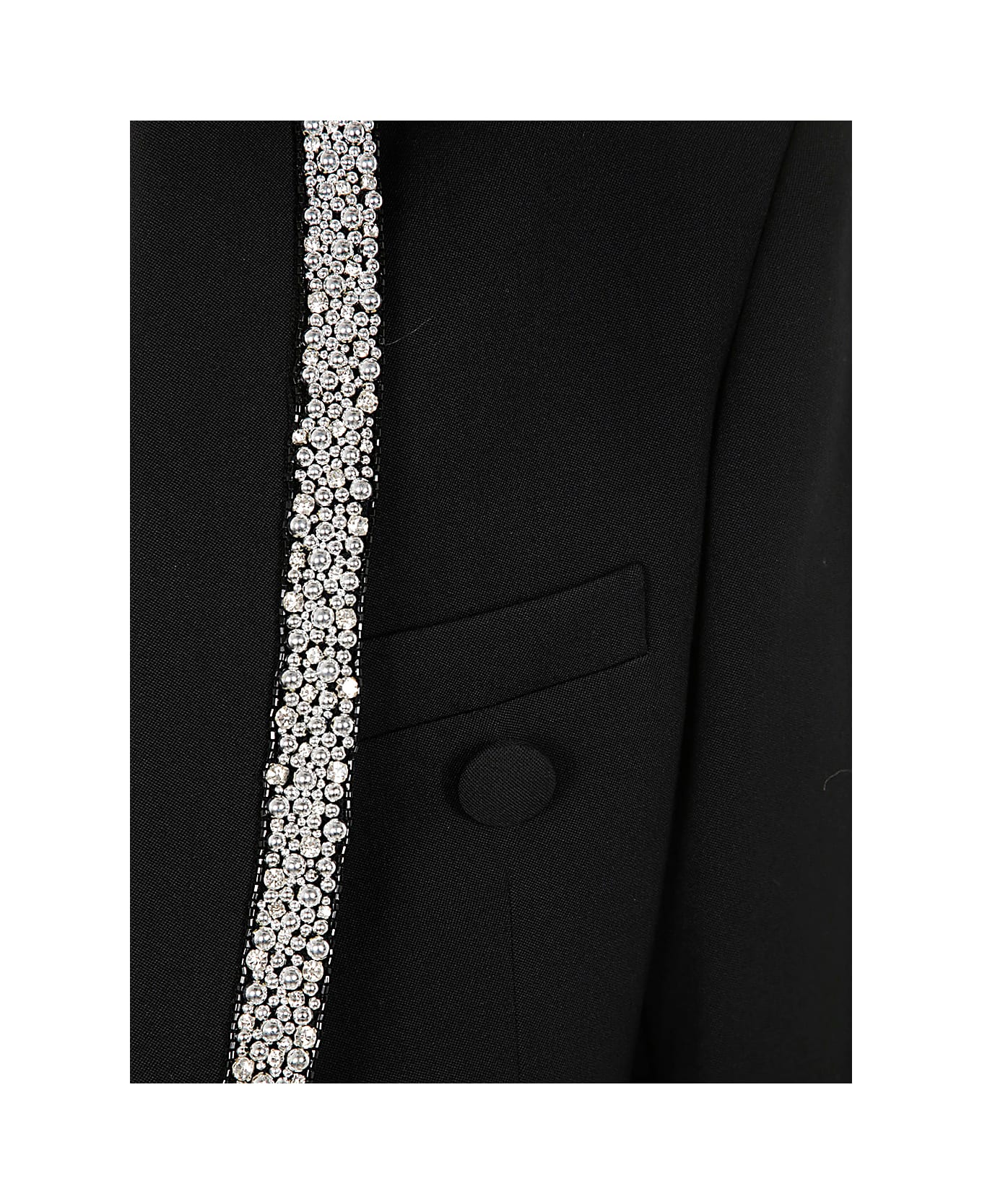 Balmain Strass Piping Gdp Shawl Collar Jacket - Ehv Black Kristal