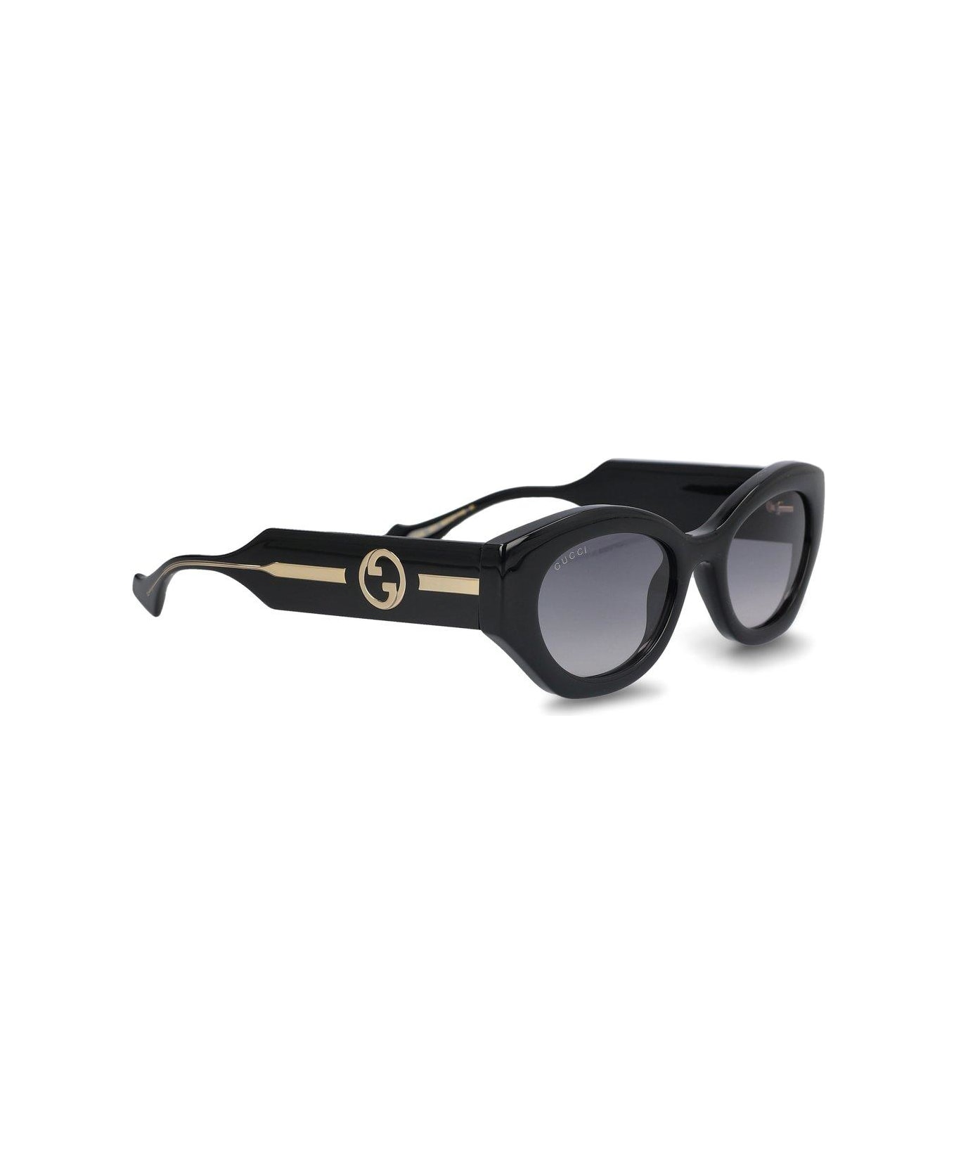 Gucci Eyewear Oval Frame Sunglasses - Black Crystal Grey サングラス