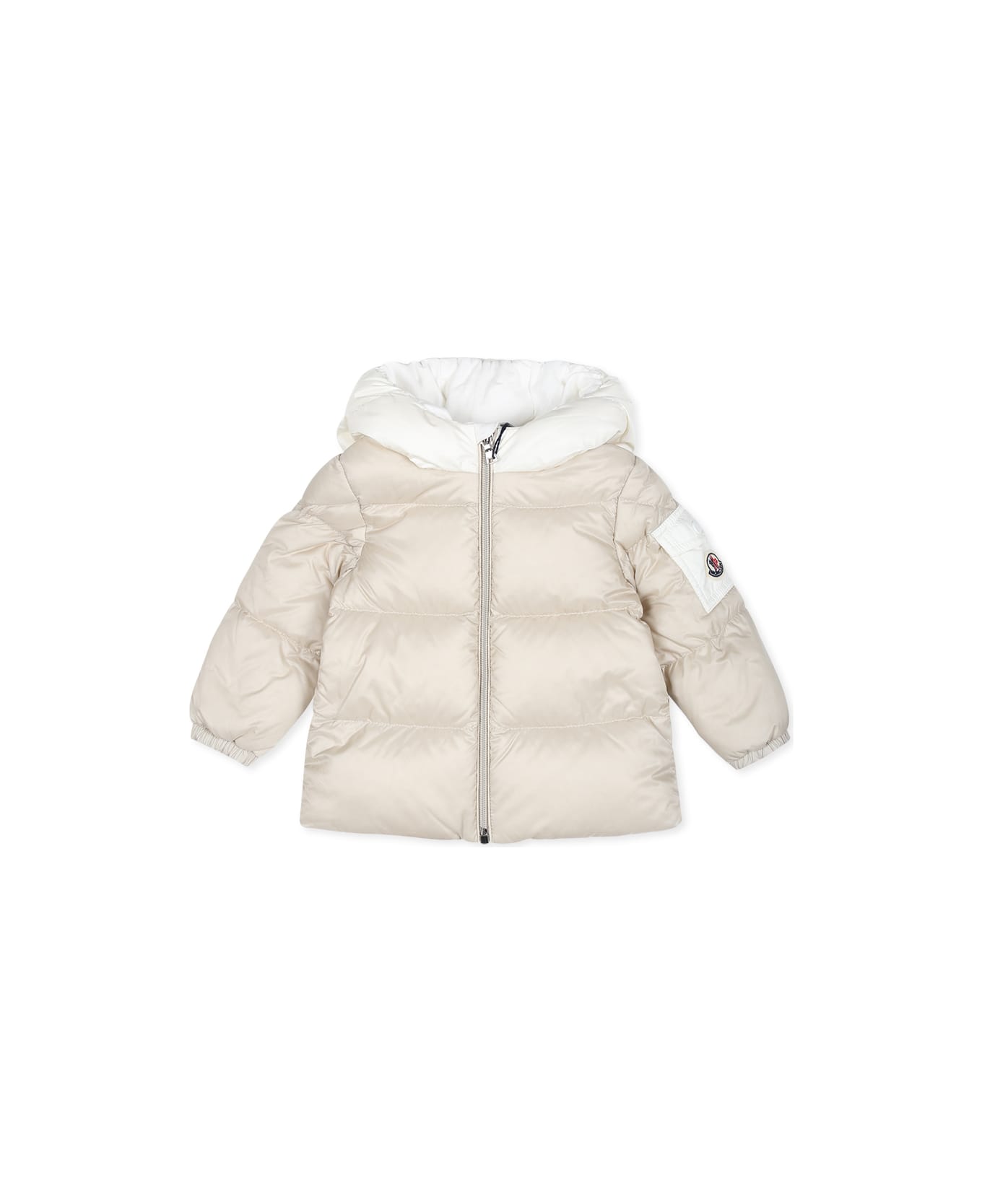 Moncler Ivory Ueno Sleeping Bag For Babykids With Logo - Ivory