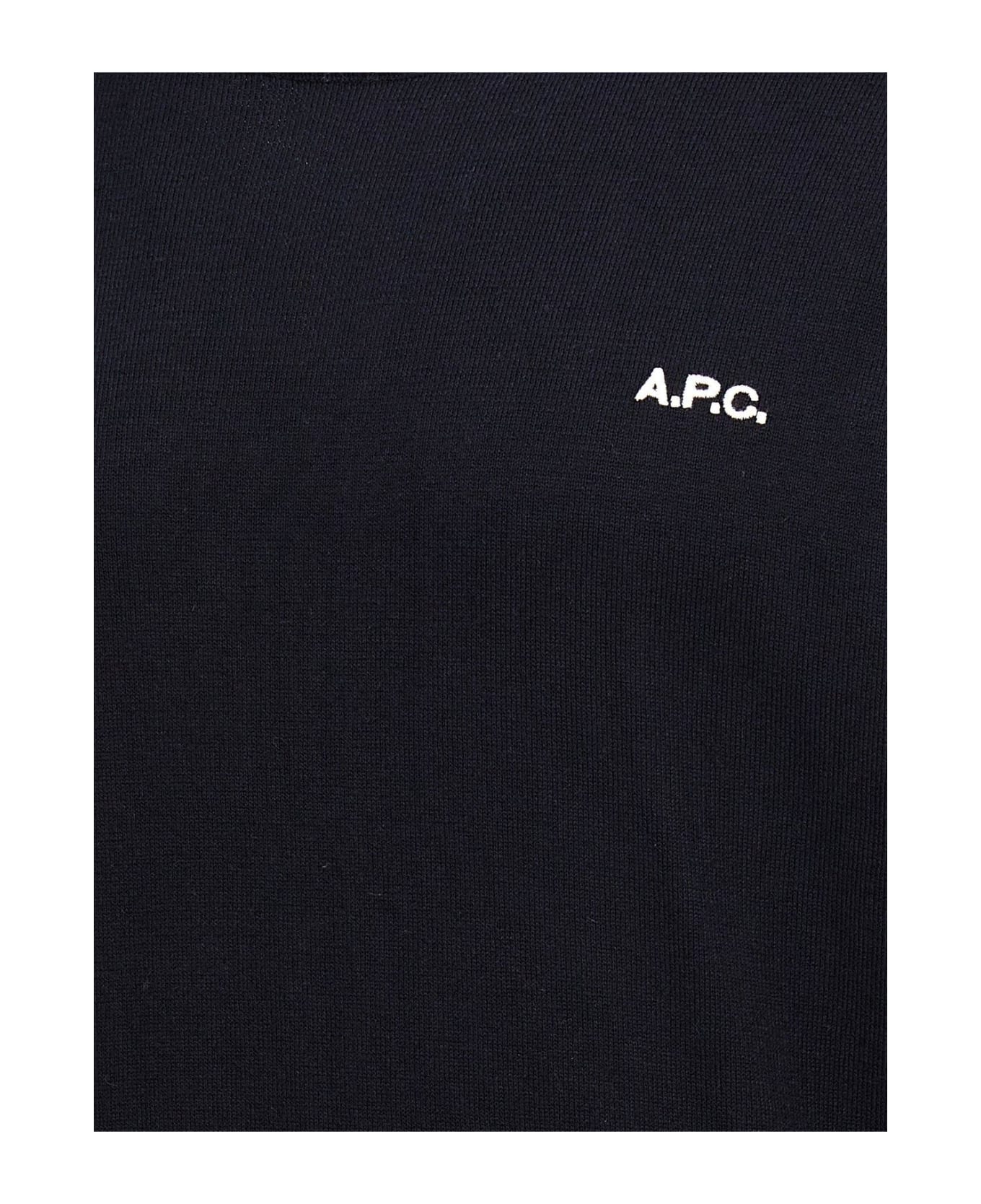 A.P.C. Logo Embroidered Knit Jumper - Blue