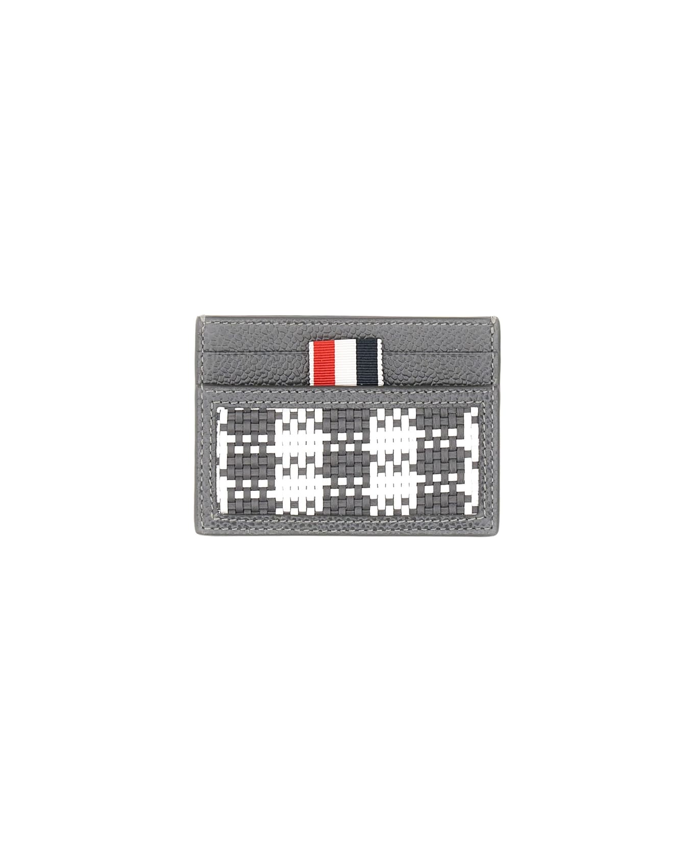 Thom Browne Woven Leather Card Case - GREY