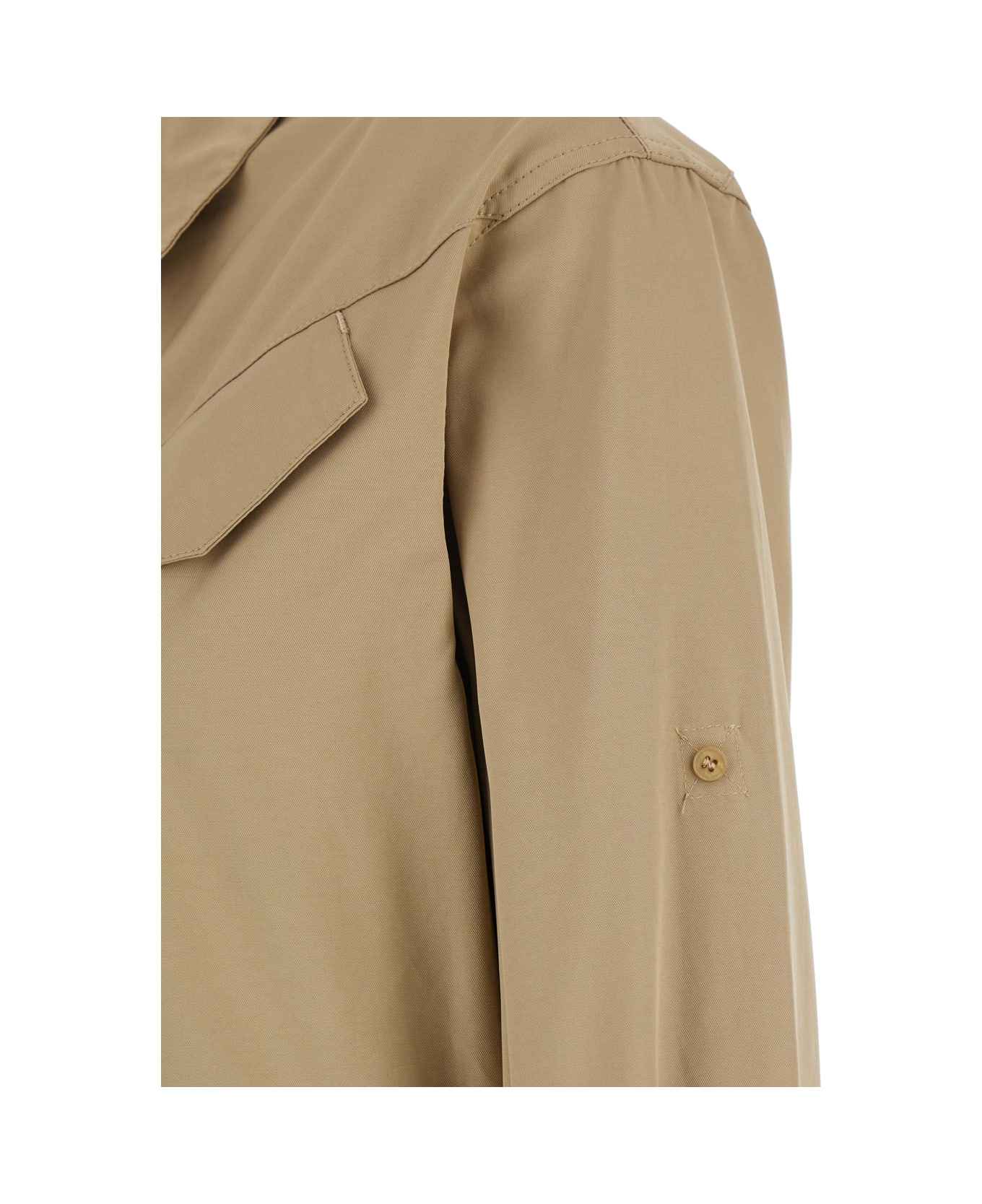 Federica Tosi Beige Jumpsuit With Patch Pockets On The Chest And Belt Loops On The Waist In Fabric Woman - Beige