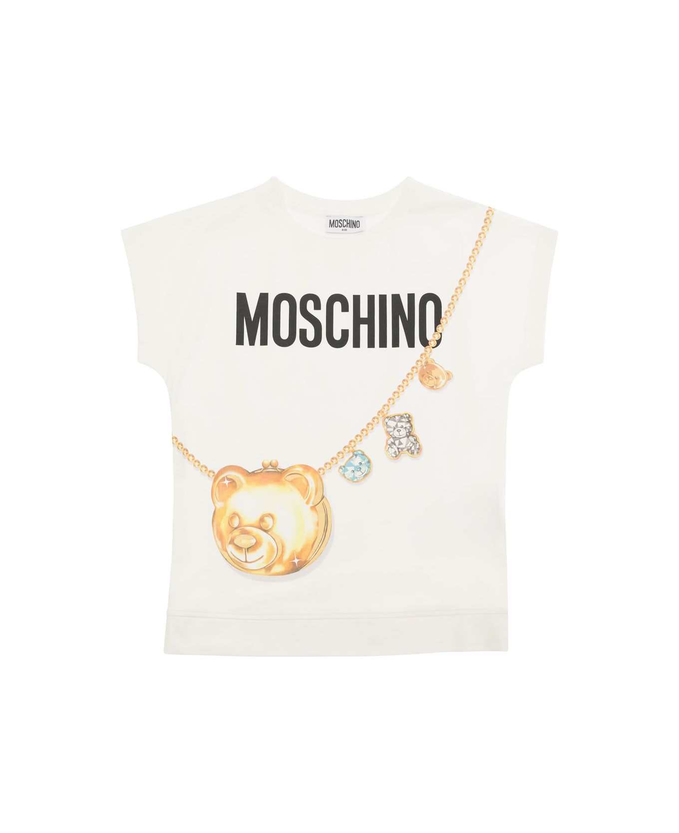 Moschino White T-shirt With Moschino Print In Stretch Cotton Girl - White