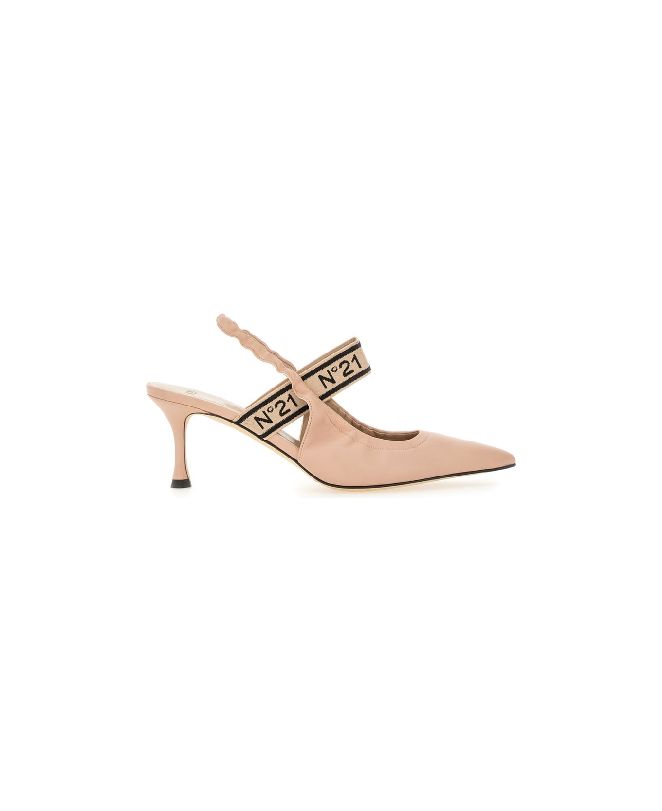 N.21 Slingback With Logo - NUDE