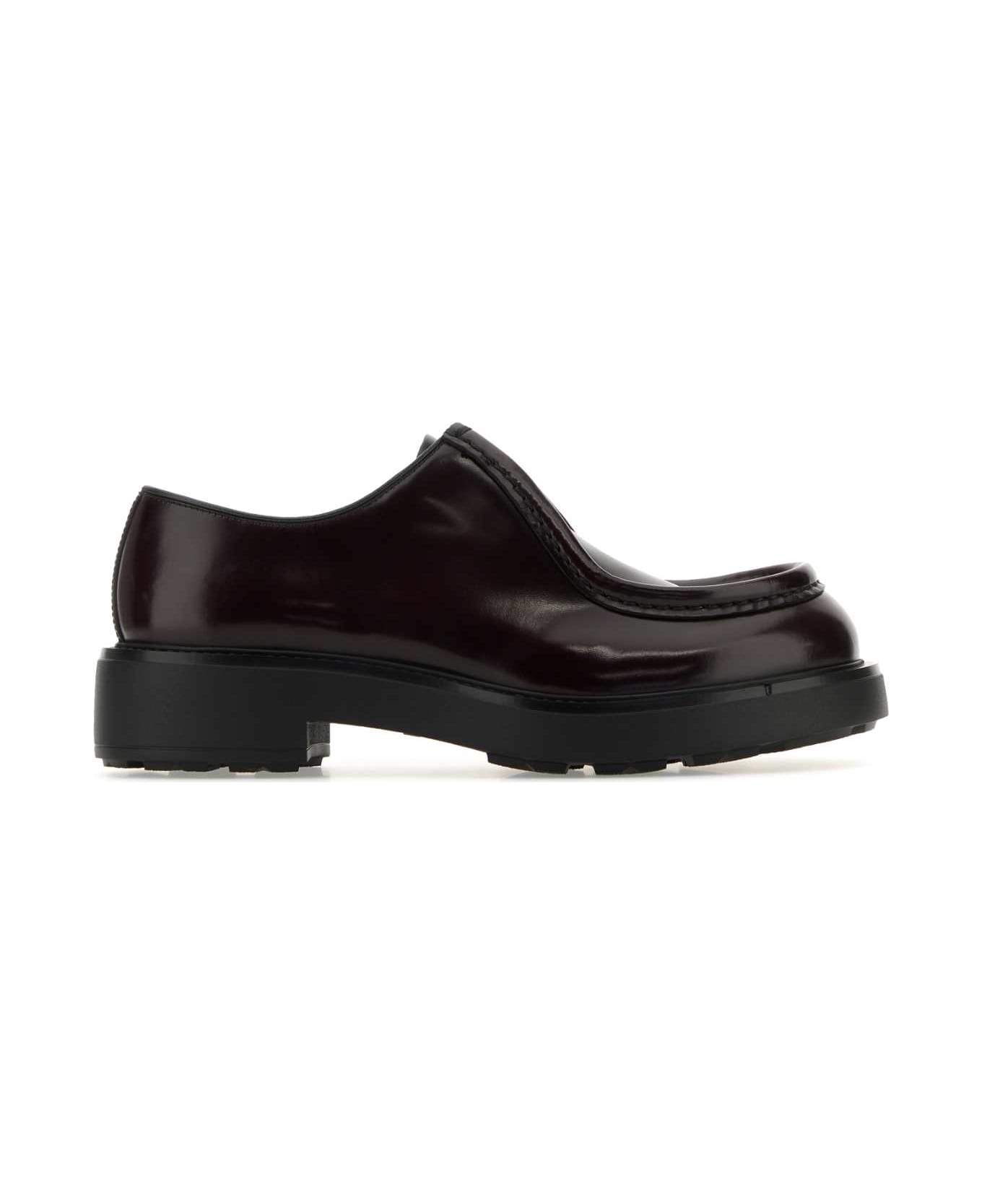 Prada Grape Leather Diapason Lace-up Shoes - CORDOVAN