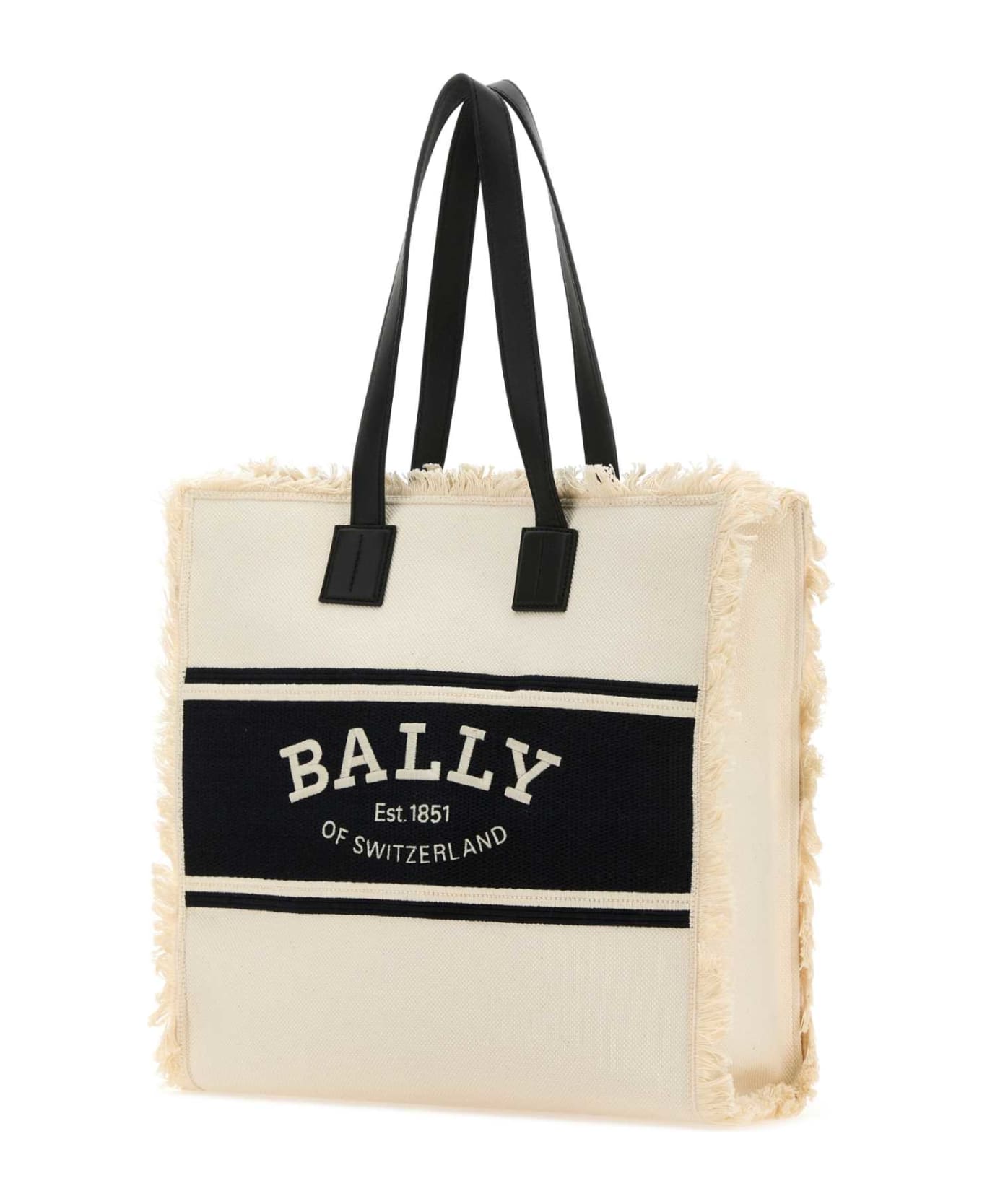 Bally Sand Canvas Shopping Bag - NATURALBLACKYEGOLD