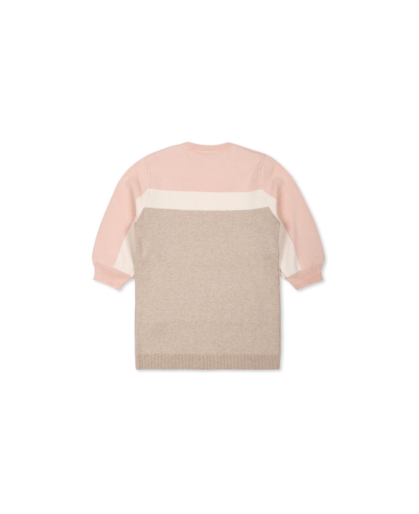 Chloé Beige Dress For Baby Girl With Logo - Pink