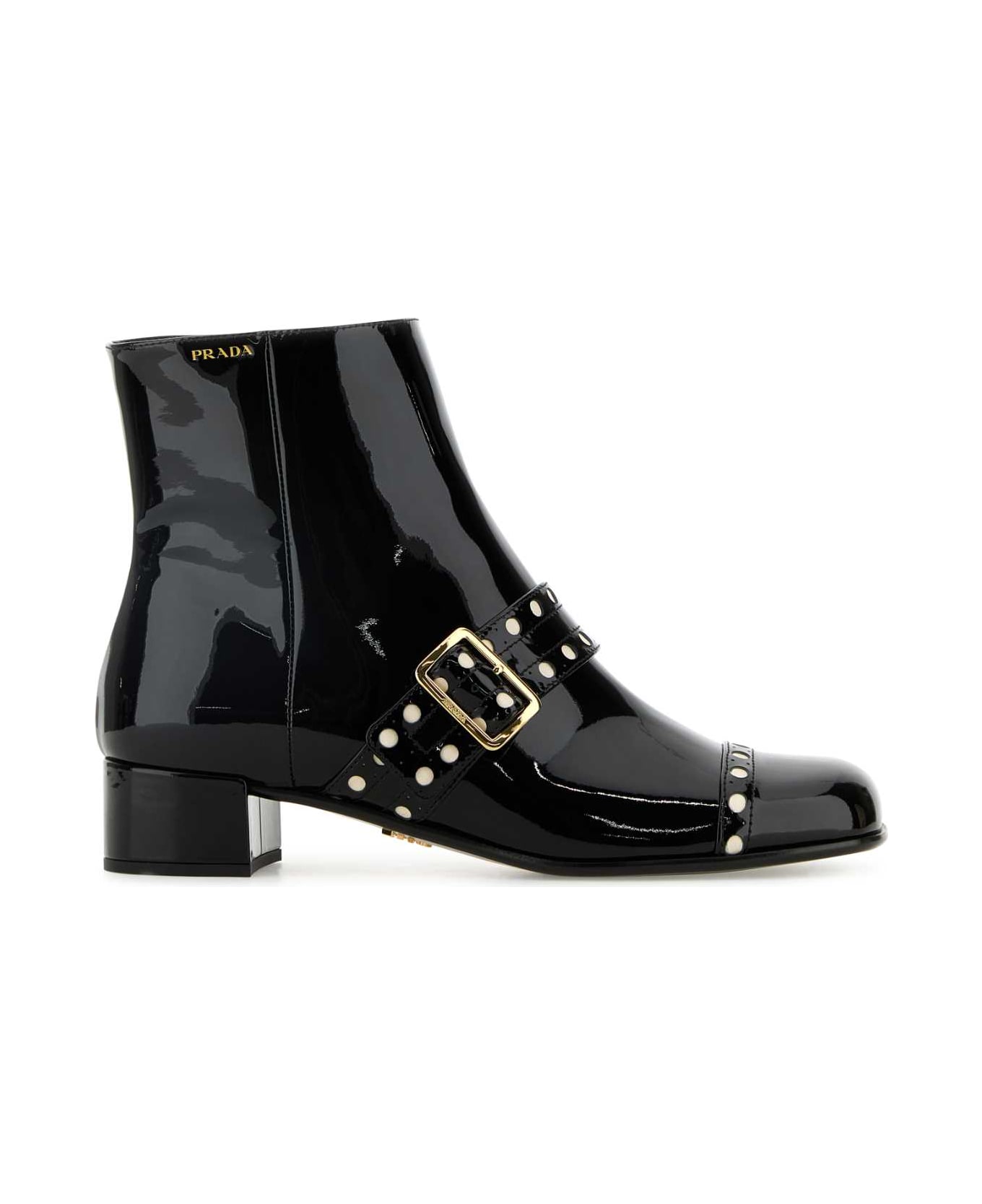Prada Black Leather Ankle Boots - NERO