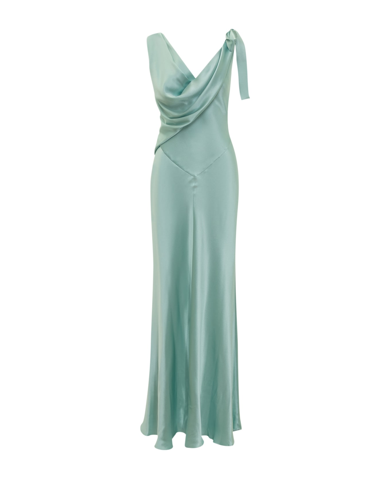 Alberta Ferretti Silk Satin Dress - Sky Blue