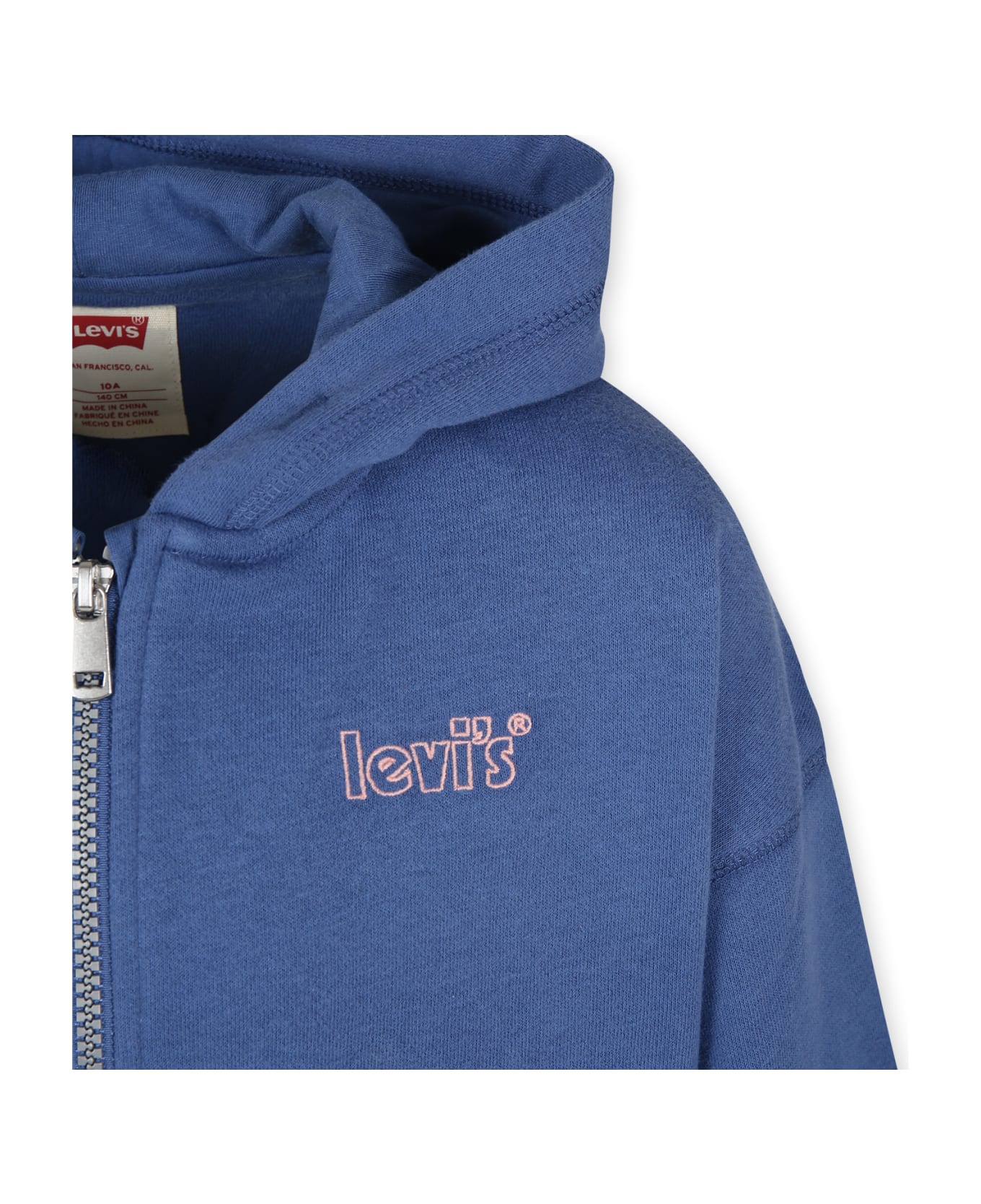 Levi's Blue Sweatshirt For Girl With Pink Logo - Blue