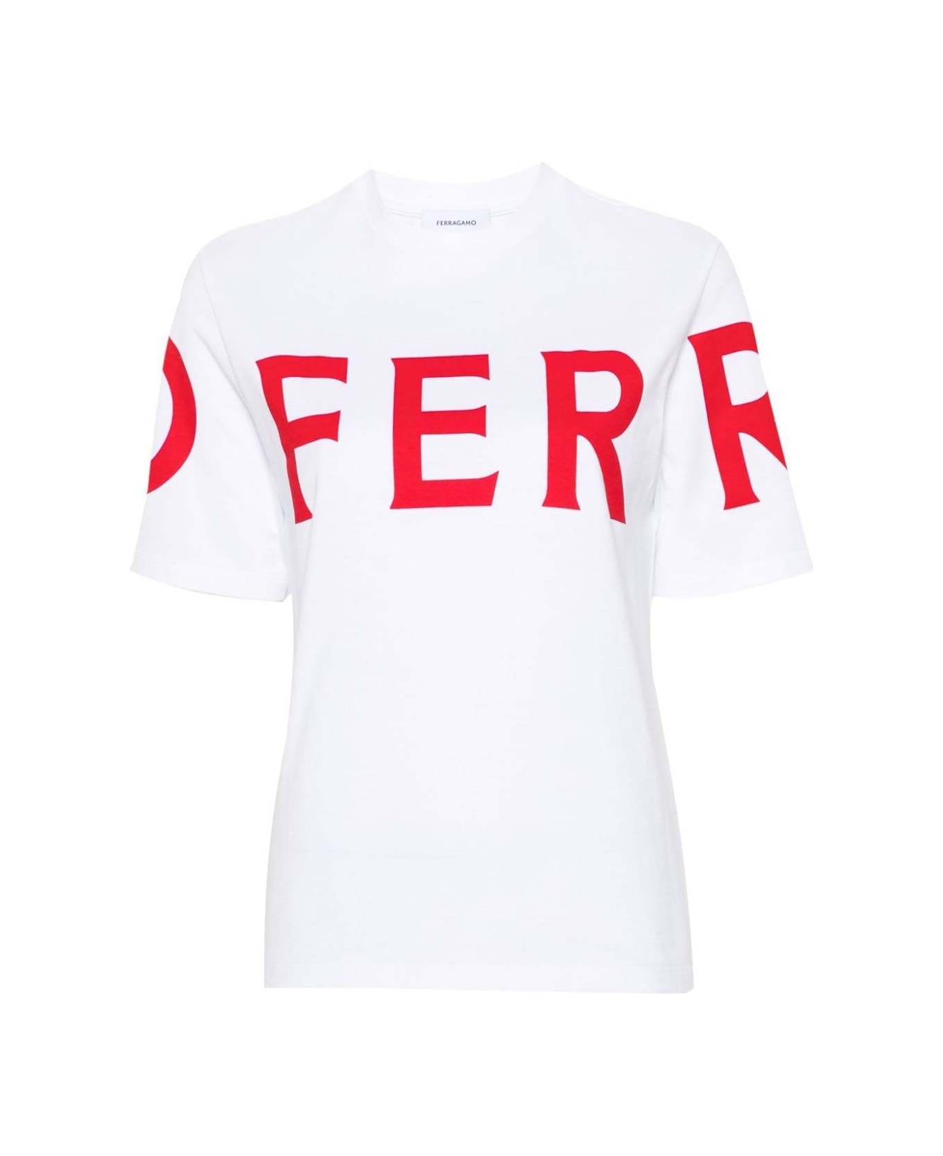 Ferragamo Logo Printed Crewneck T-shirt - White