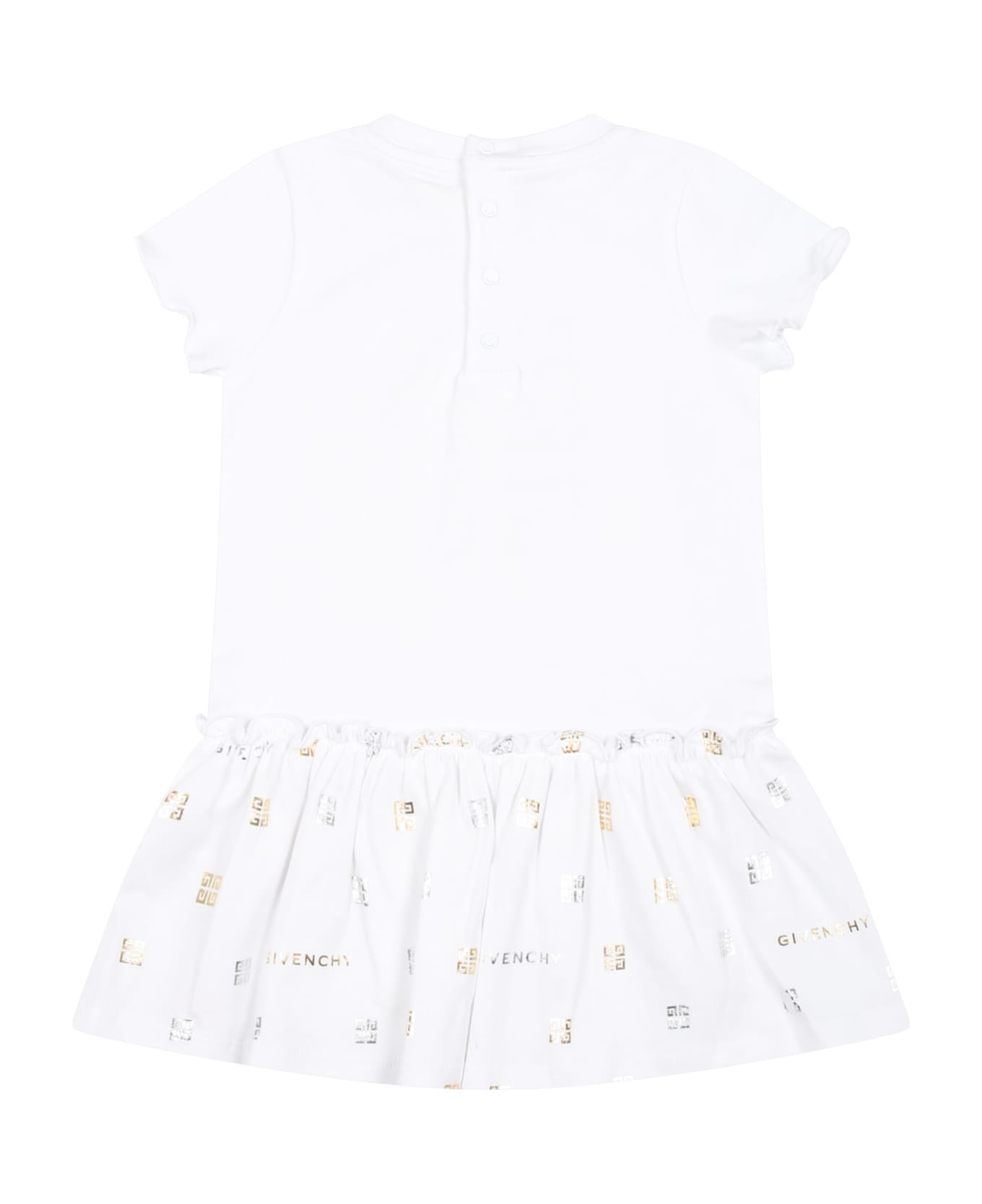 Givenchy White Dress For Baby Girl With Logo - White ウェア