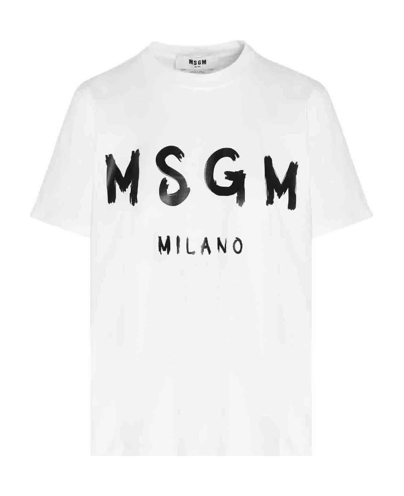 MSGM Logo Print T-shirt - White/Black