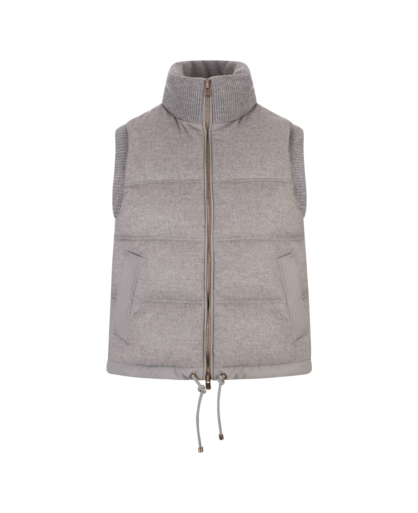 Agnona Beige Cashmere Padded Gilet - Grey