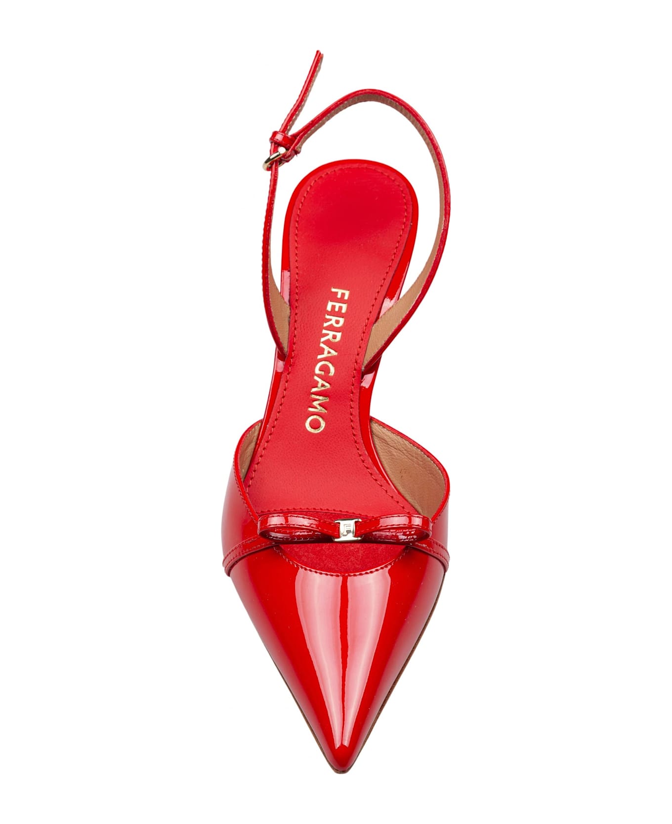 Ferragamo Slingback Gilla 70 In Patent Leather Color Red - Flame Red 