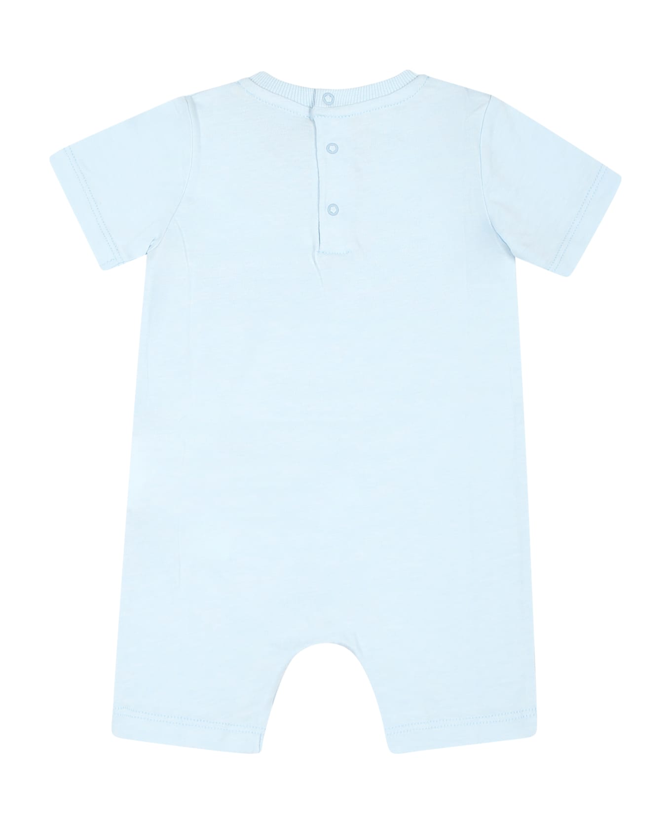 Moschino Light Blue Babygrow For Baby Boy With Teddy Bear And Cactus - Light Blue