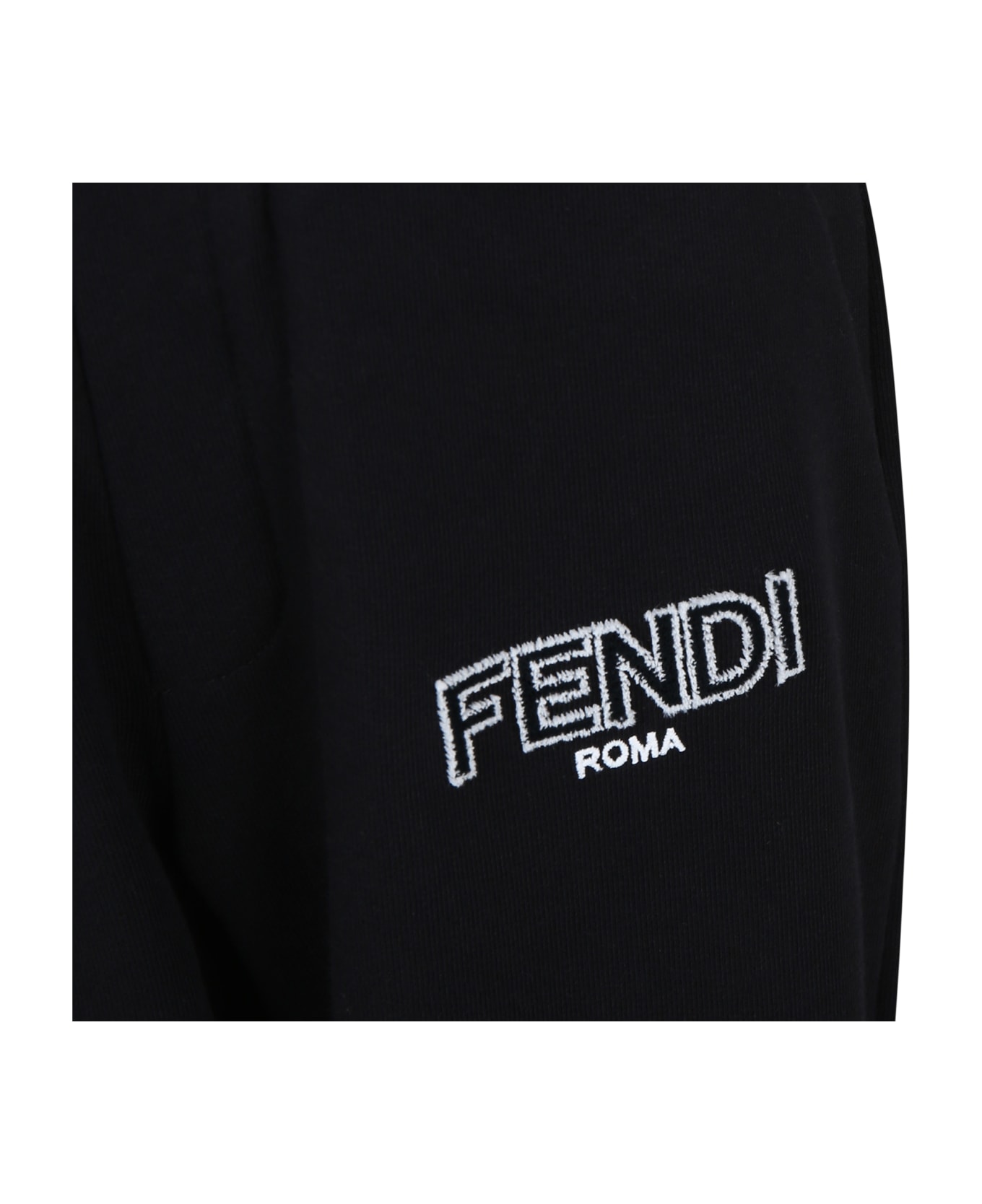 Fendi Black Trousers For Kids With Fendi Logo - Black