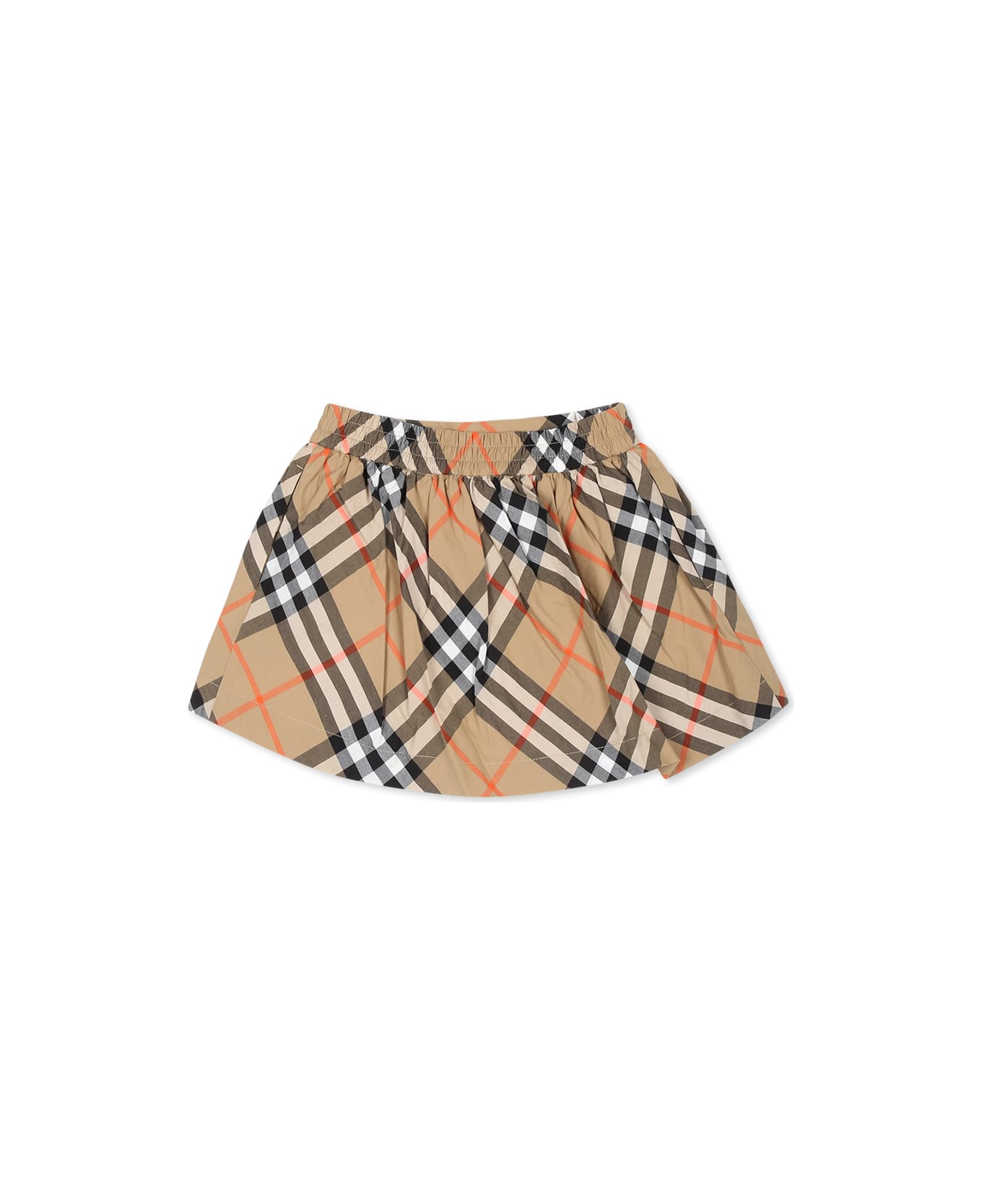 Burberry Beige Skirt For Baby Girl With Vintage Check - Sand