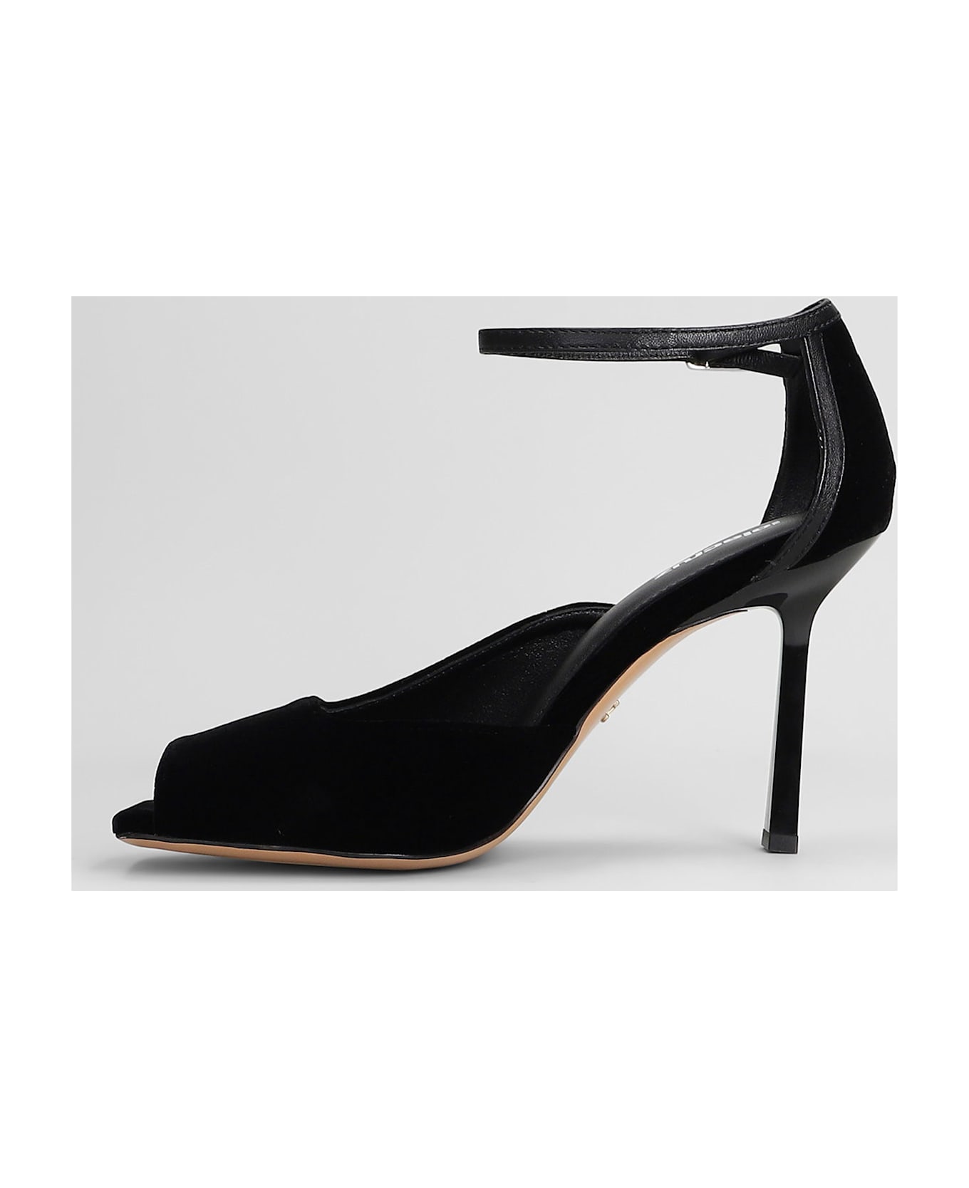 Lola Cruz Sandals In Black Velvet - black