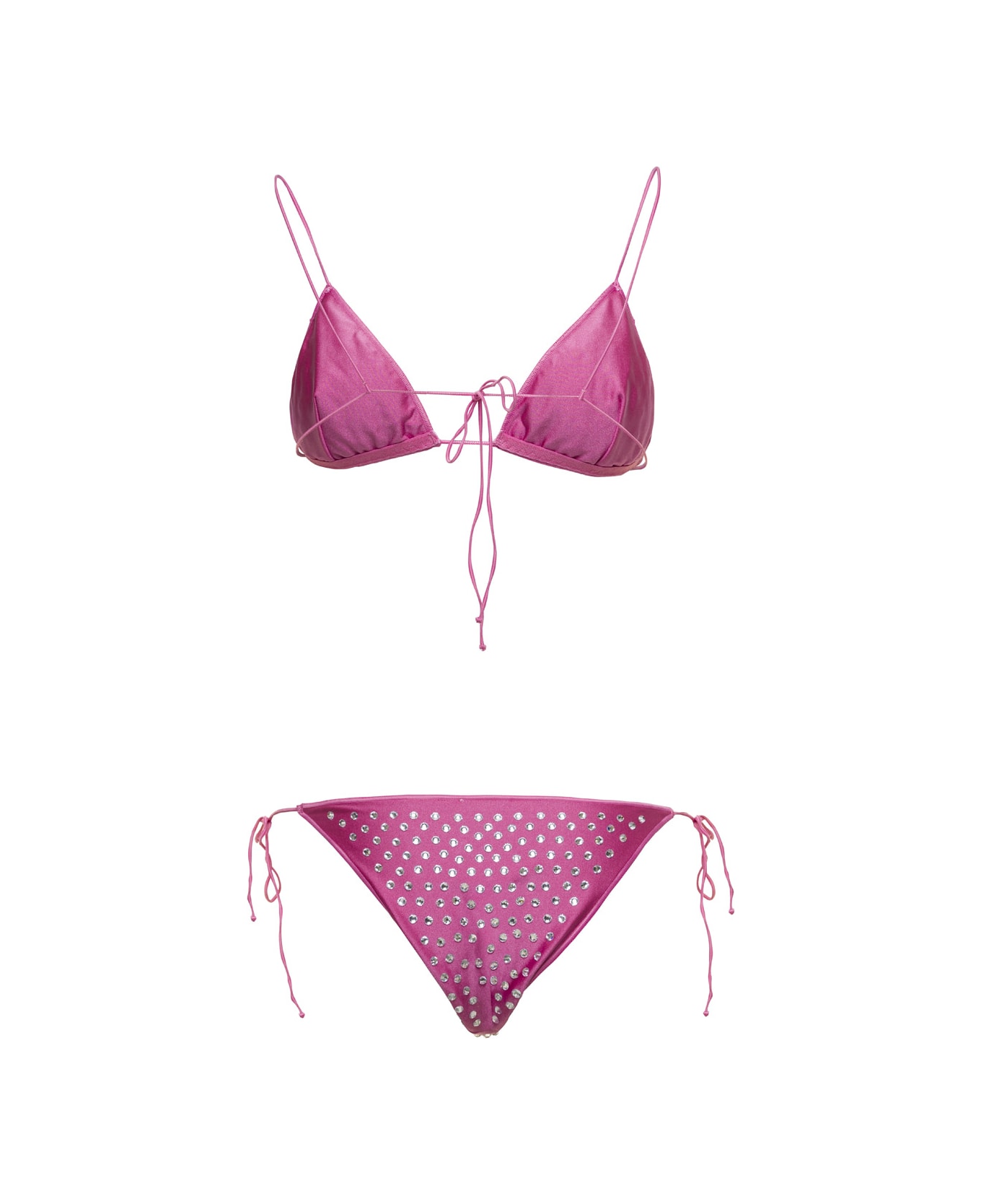 Oseree 'gem Two Piece' Pink Bikini Two Piece With Rhinestones In Stretch Polyamide Woman - Pink