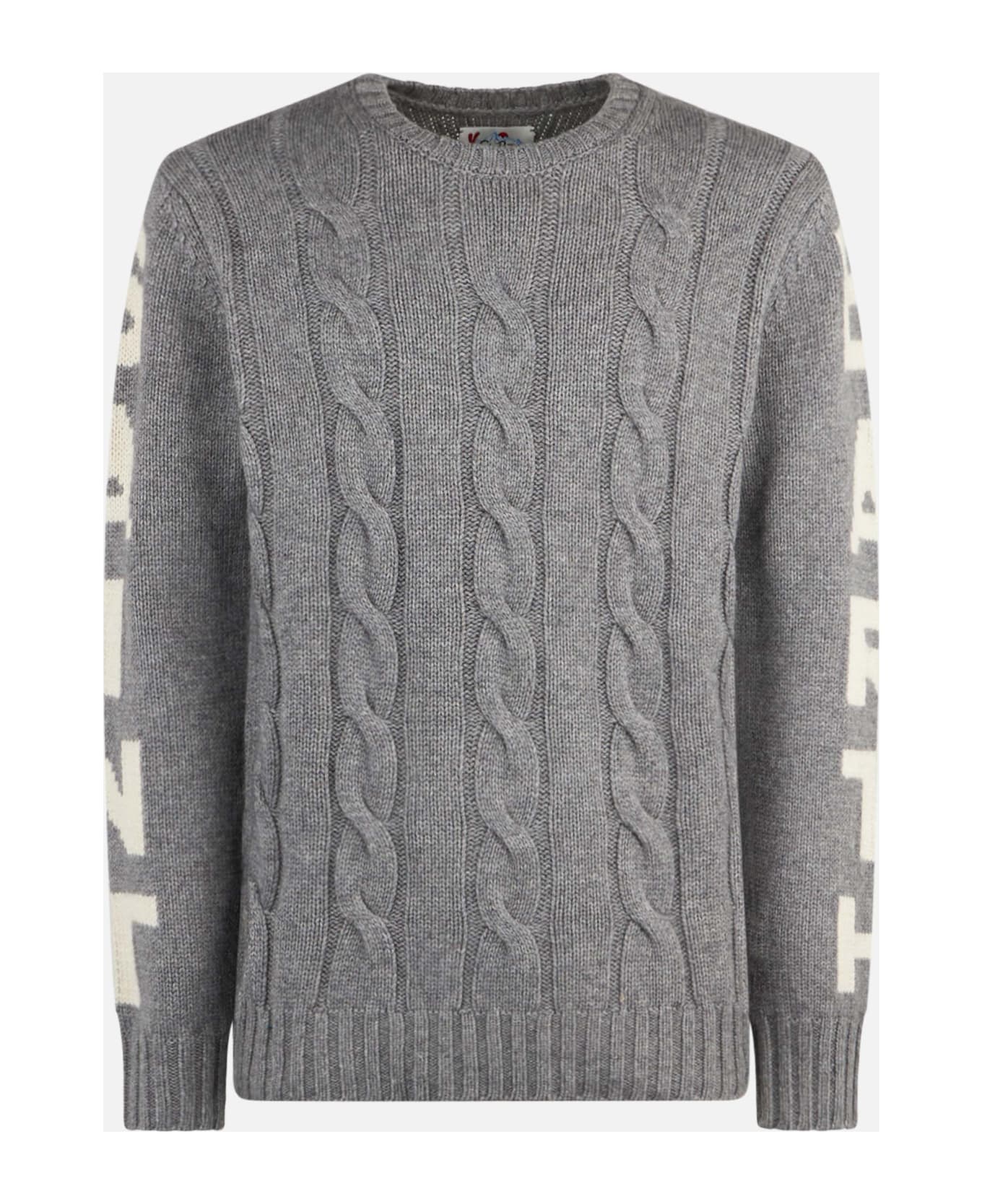 MC2 Saint Barth Man Heavyweight Creweneck Braided Grey Sweater - GREY