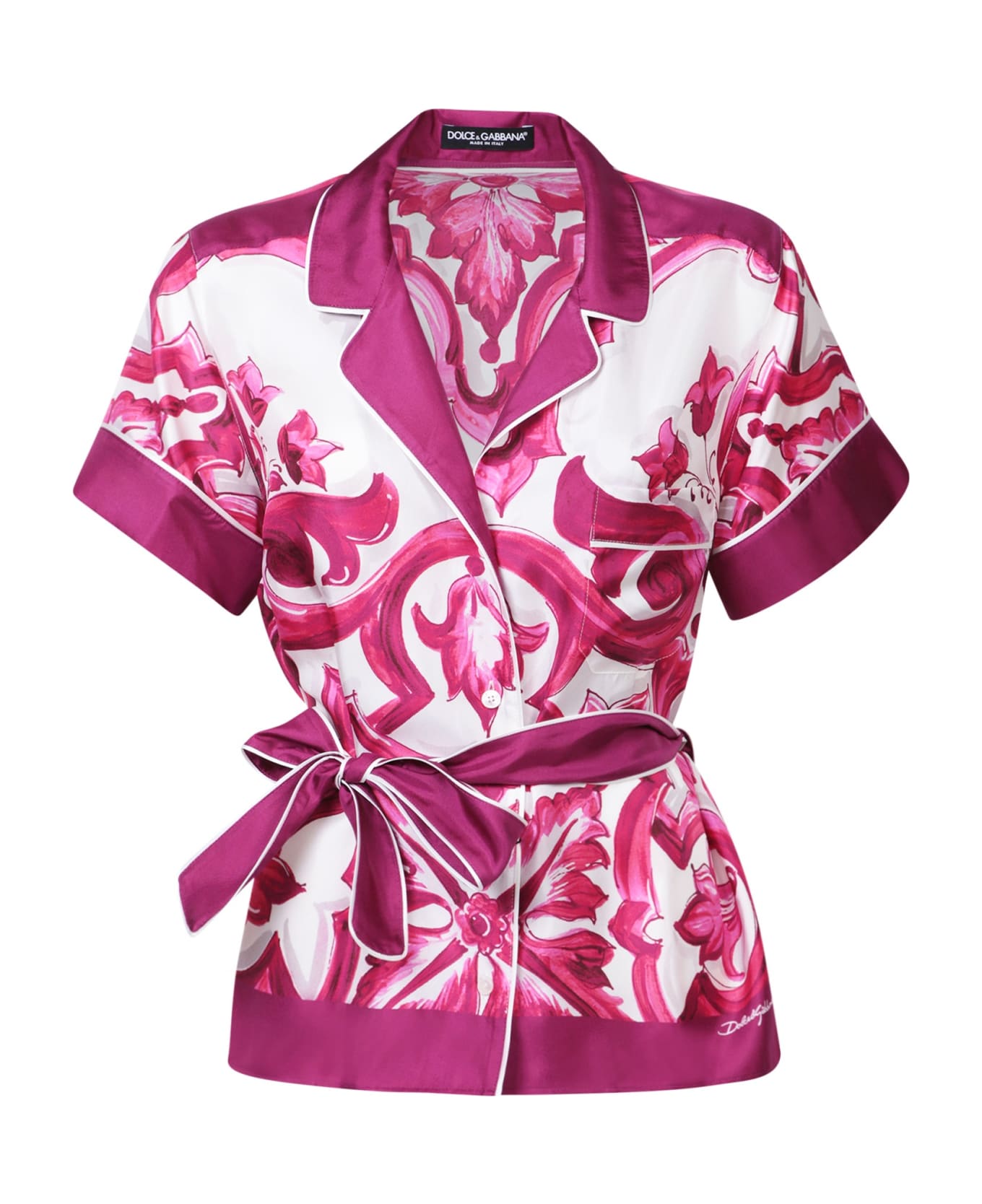 Dolce & Gabbana Tie-waist Printed Shirt - Pink