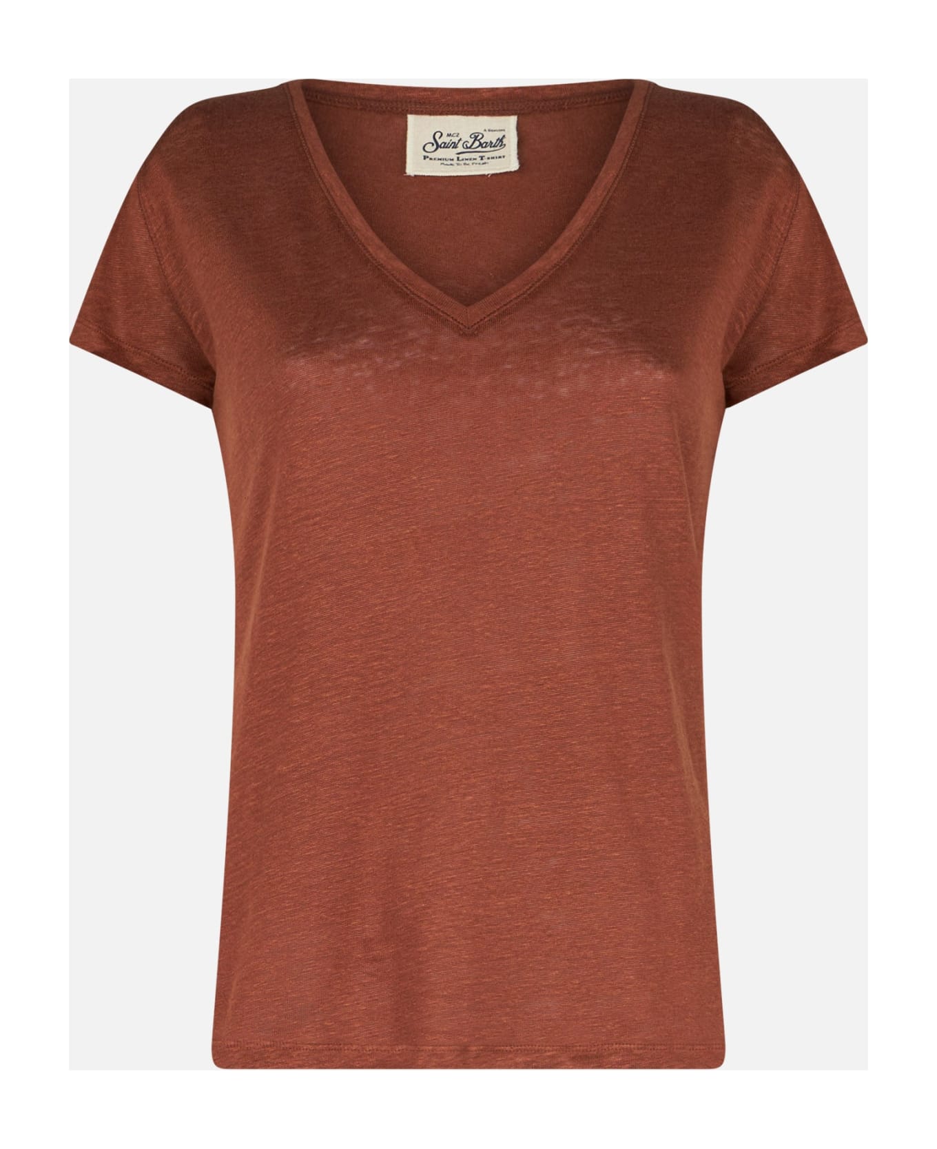 MC2 Saint Barth Woman Brown Linen T-shirt - BROWN