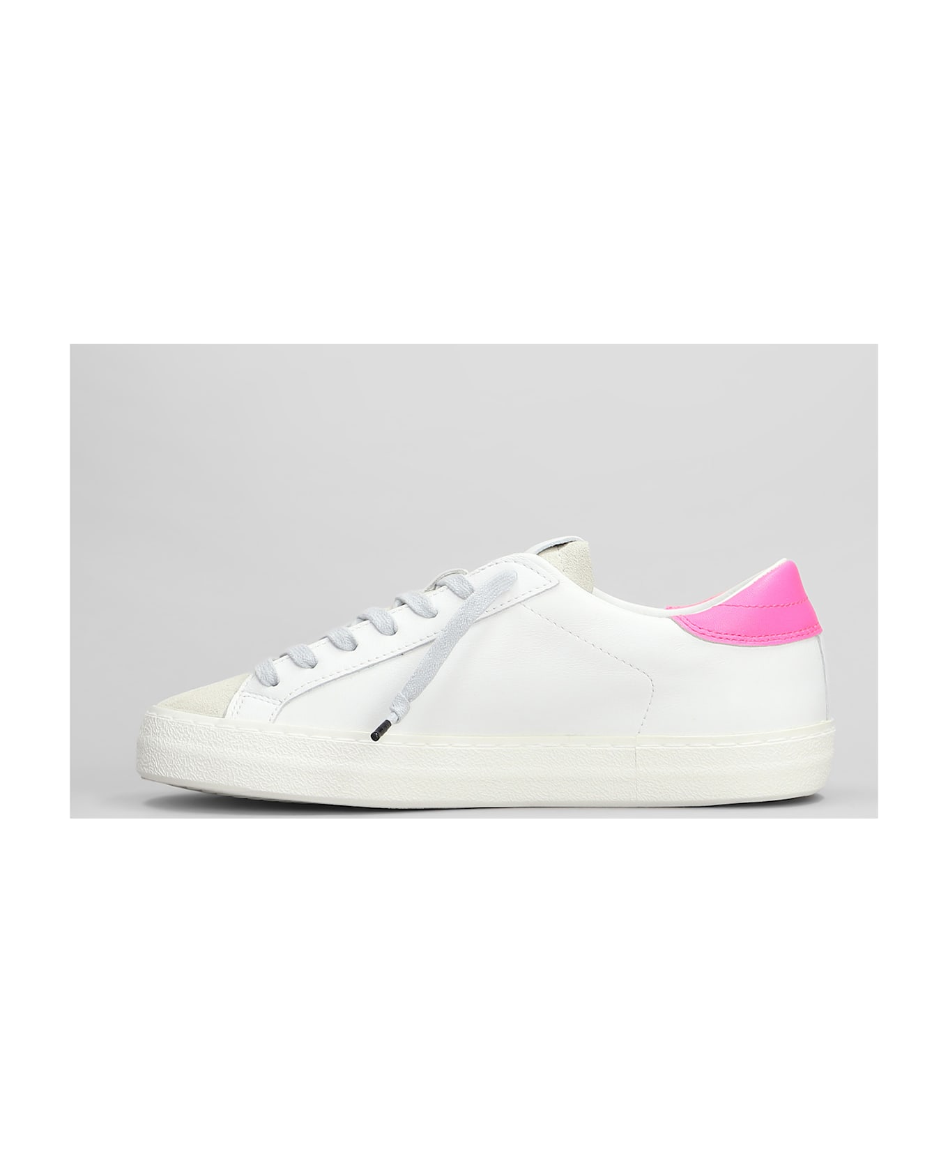 D.A.T.E. Hill Low Vintage Sneakers In White Suede And Leather - White/fuxia