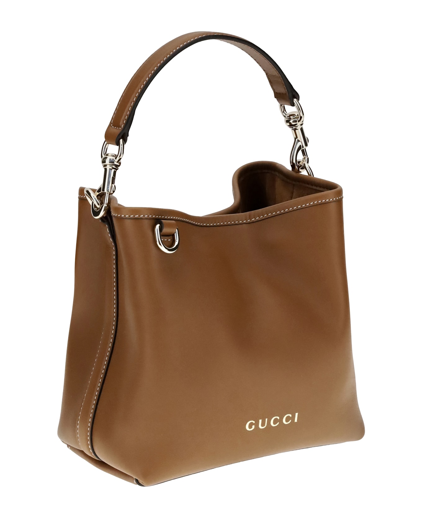 Gucci Gg Emblem Leather Bucket Bag
