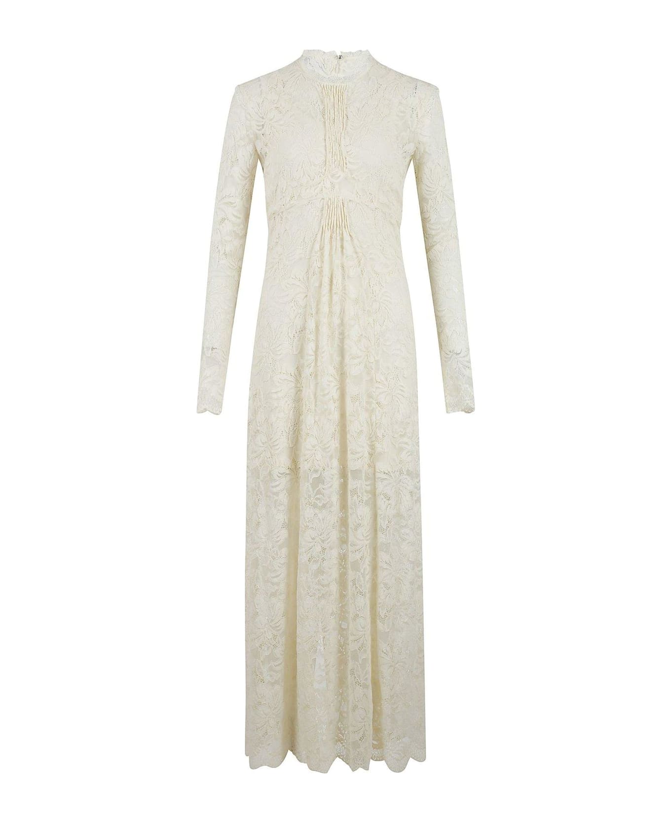 Paco Rabanne Long Sleeved Lace Maxi Dress - ivory