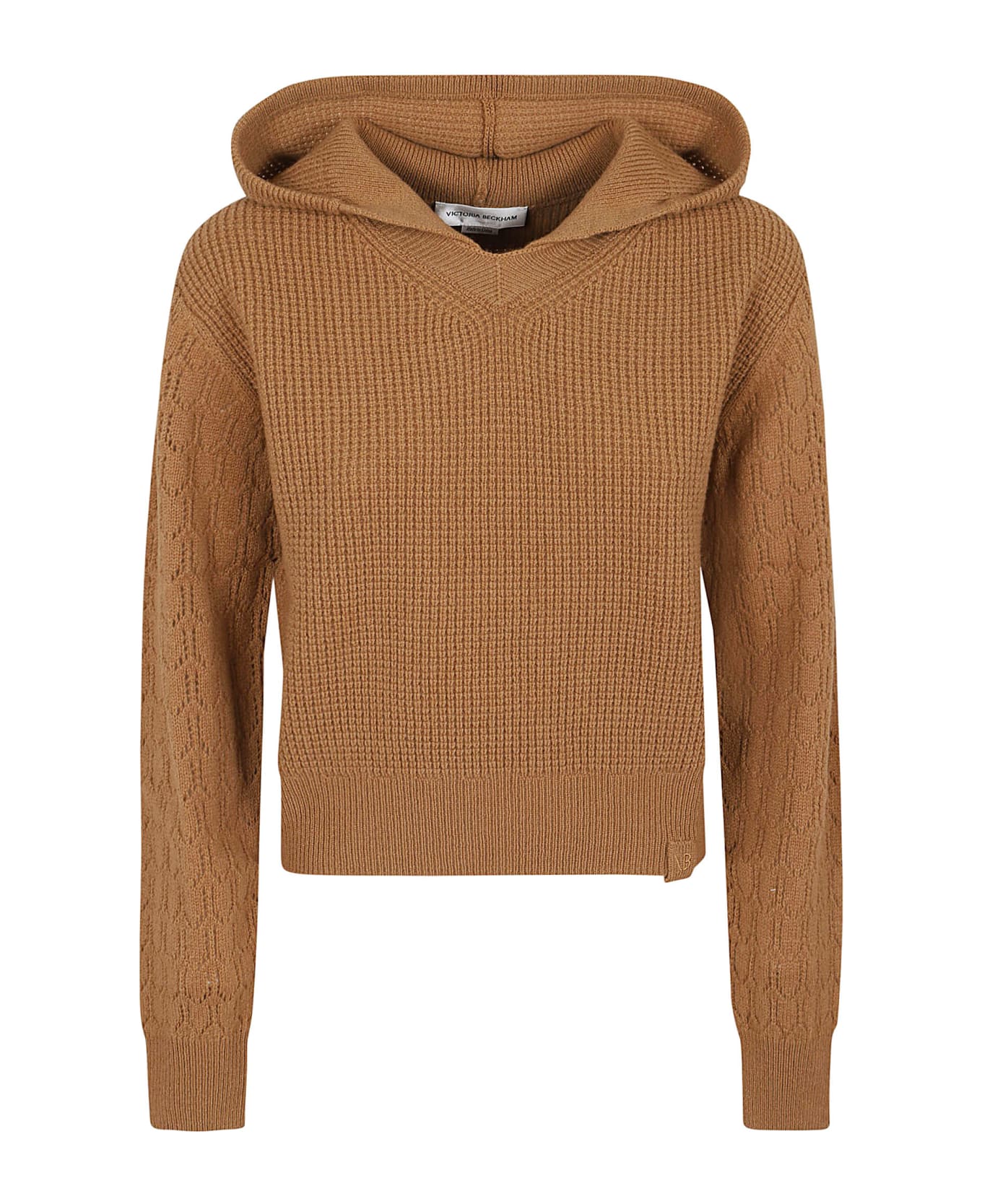 Victoria Beckham Hooded Pointelle Jumper - Tobacco