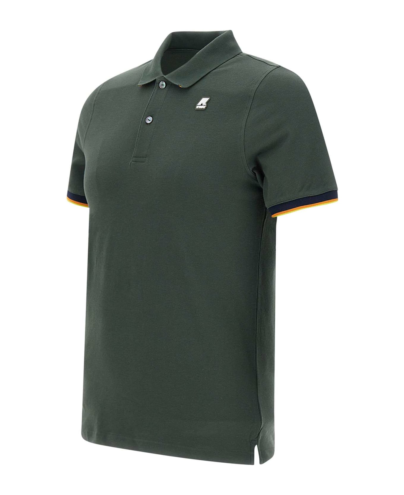 K-Way 'vincent' Cotton Polo Shirt Polo Shirt - GREEN BLACKISH