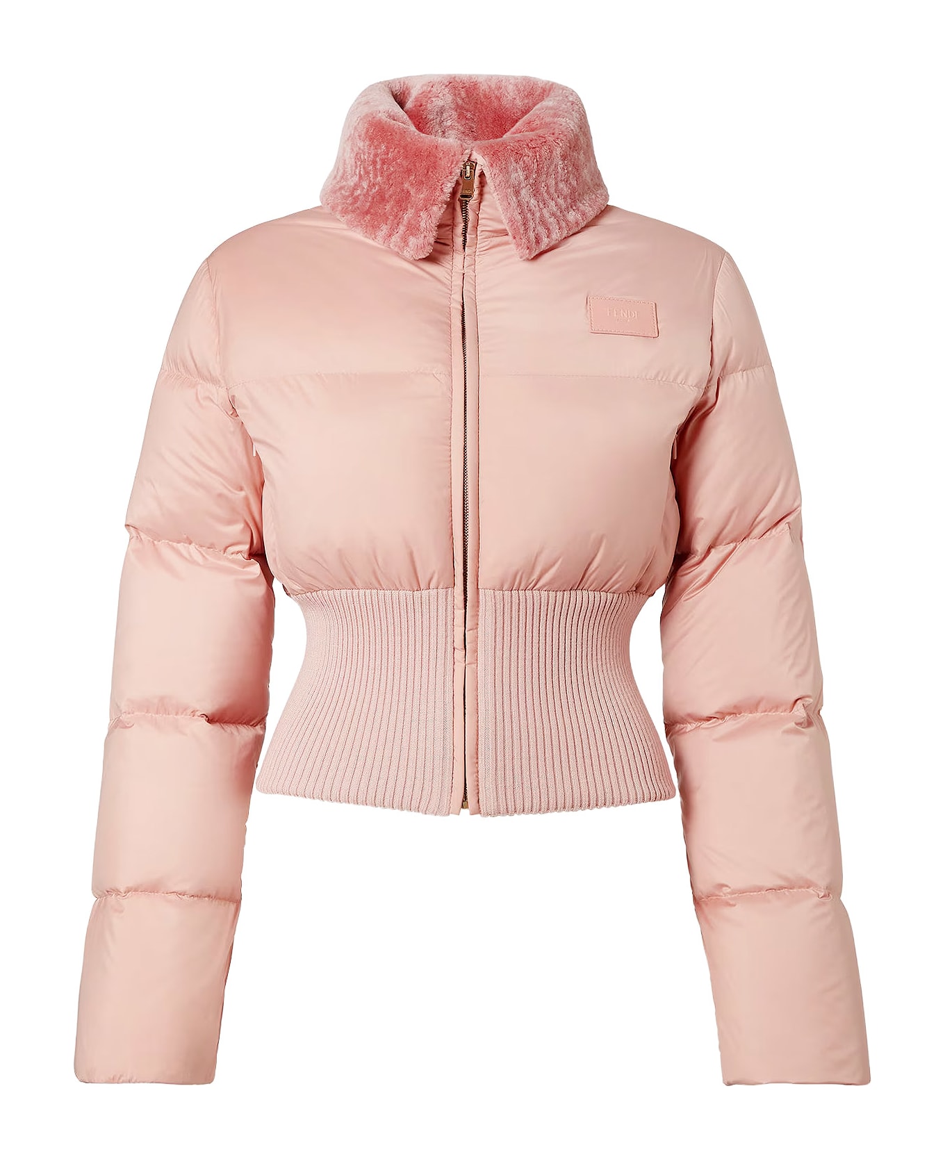 Fendi Technical Fabric And Shearling Down Jacket - BLUSH-25