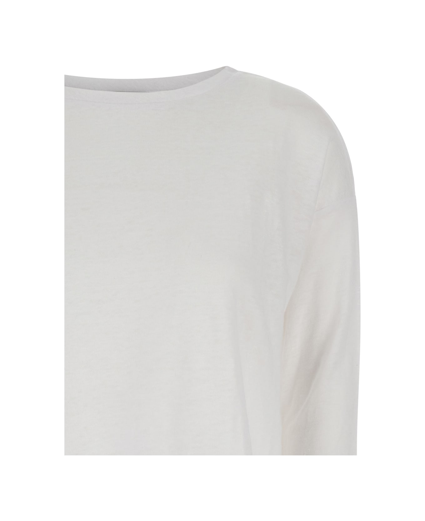 Allude White Shirt With Boart Neckline In Linen Woman - White ニットウェア