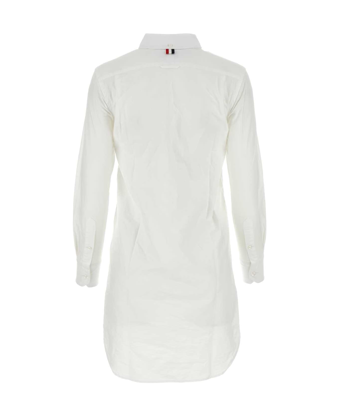 Thom Browne White Oxford Shirt Dress - White