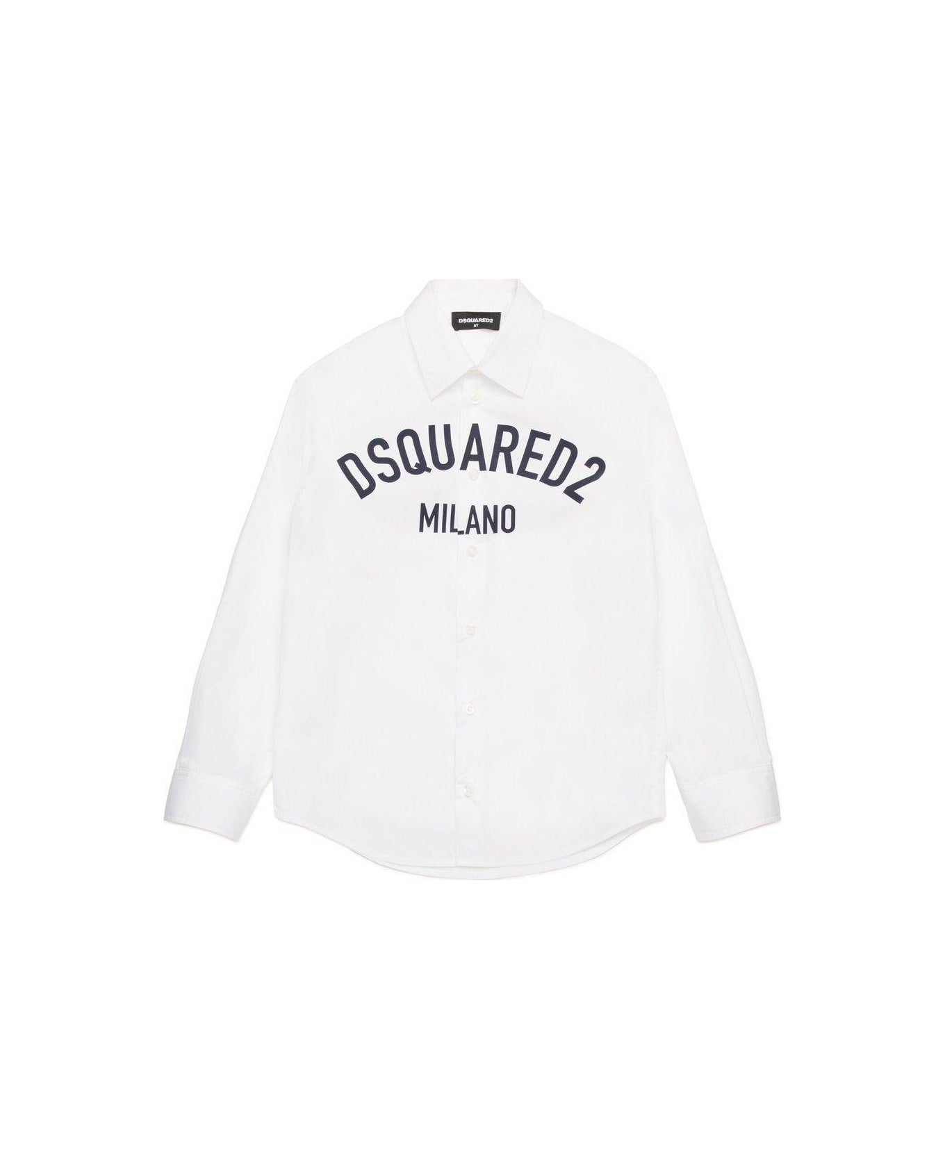 Dsquared2 Logo Printed Long-sleeved Shirt - White