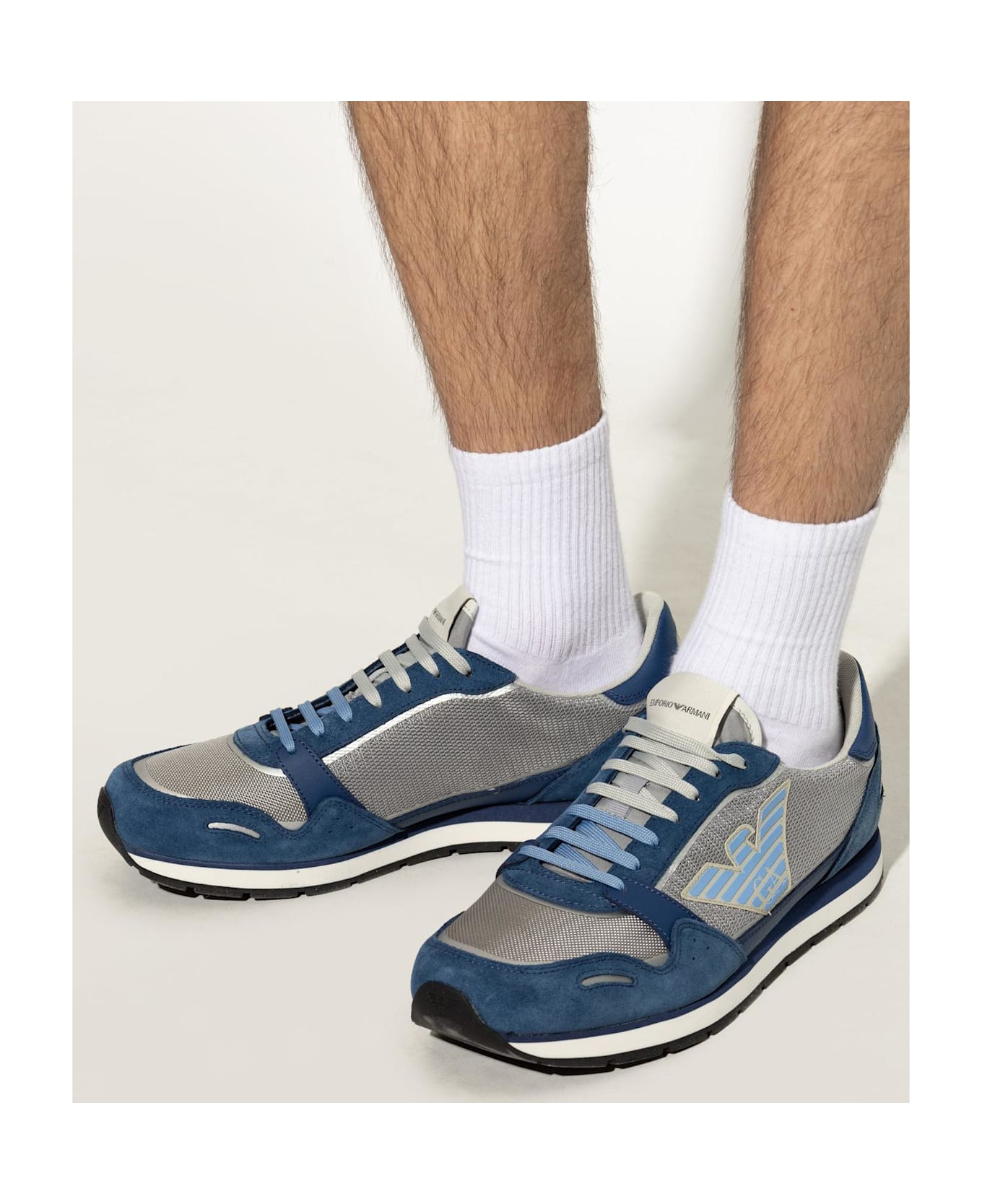 Emporio Armani Sneakers With Logo - Blue