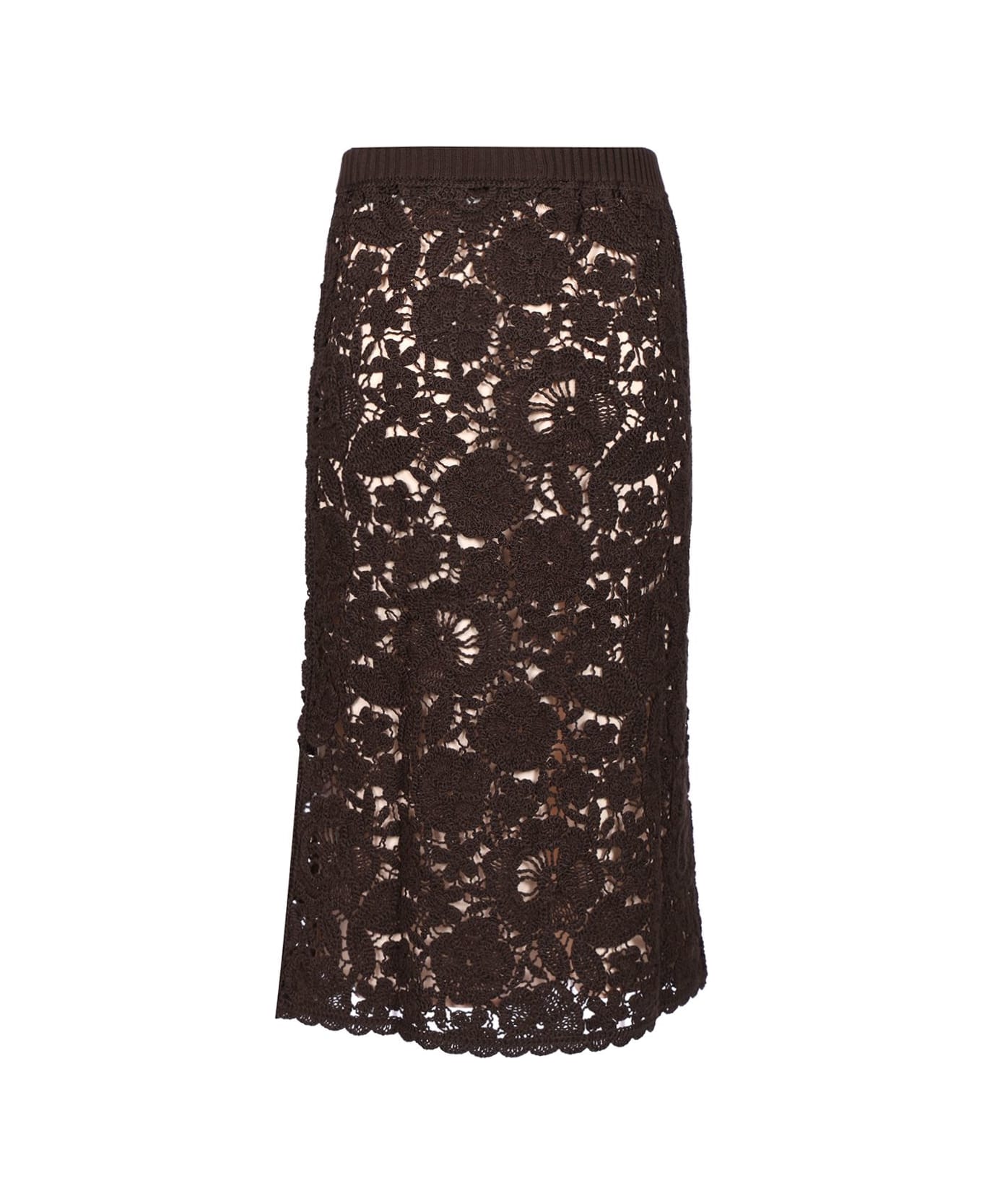 Parosh Lace Midi Skirt - Brown